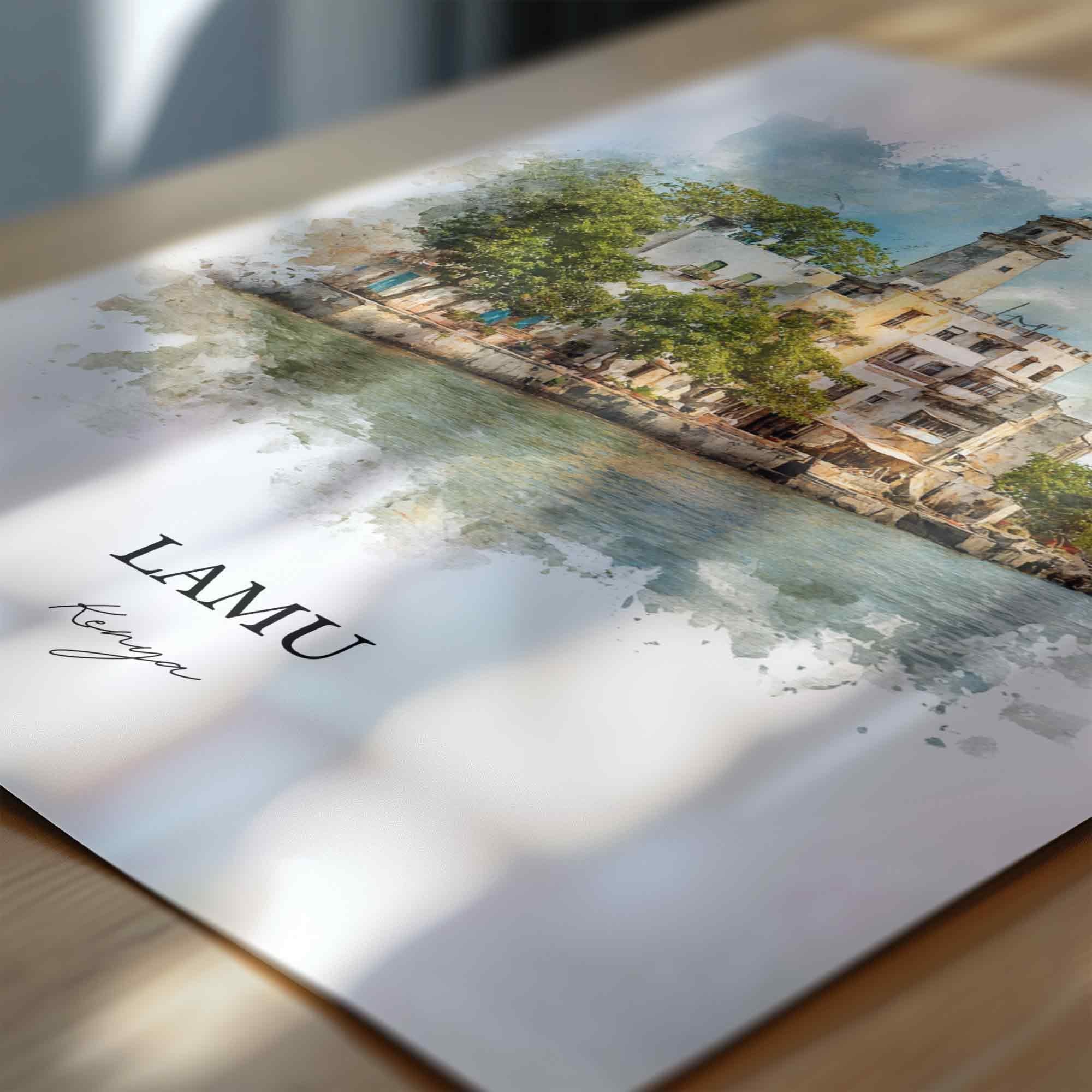 Lamu, Kenya – Watercolor Art Print - Image 2