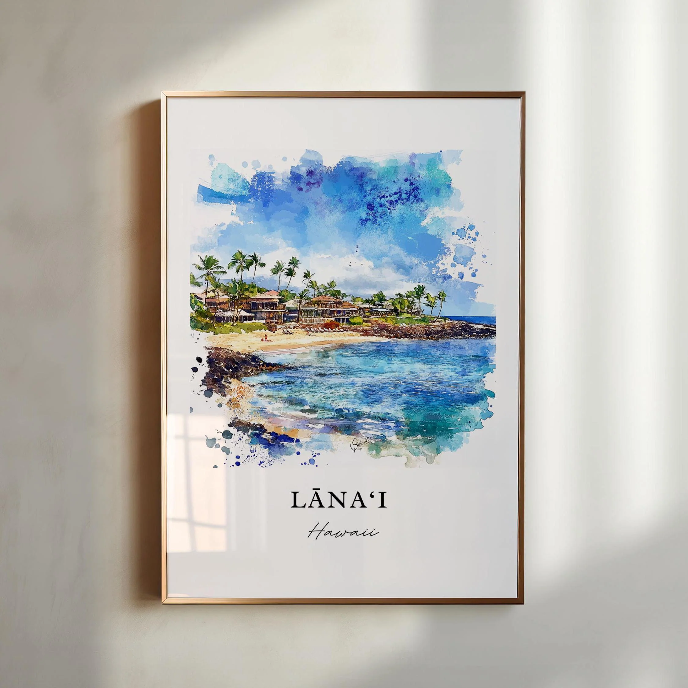 Lanai, Hawaii Watercolor Art Print