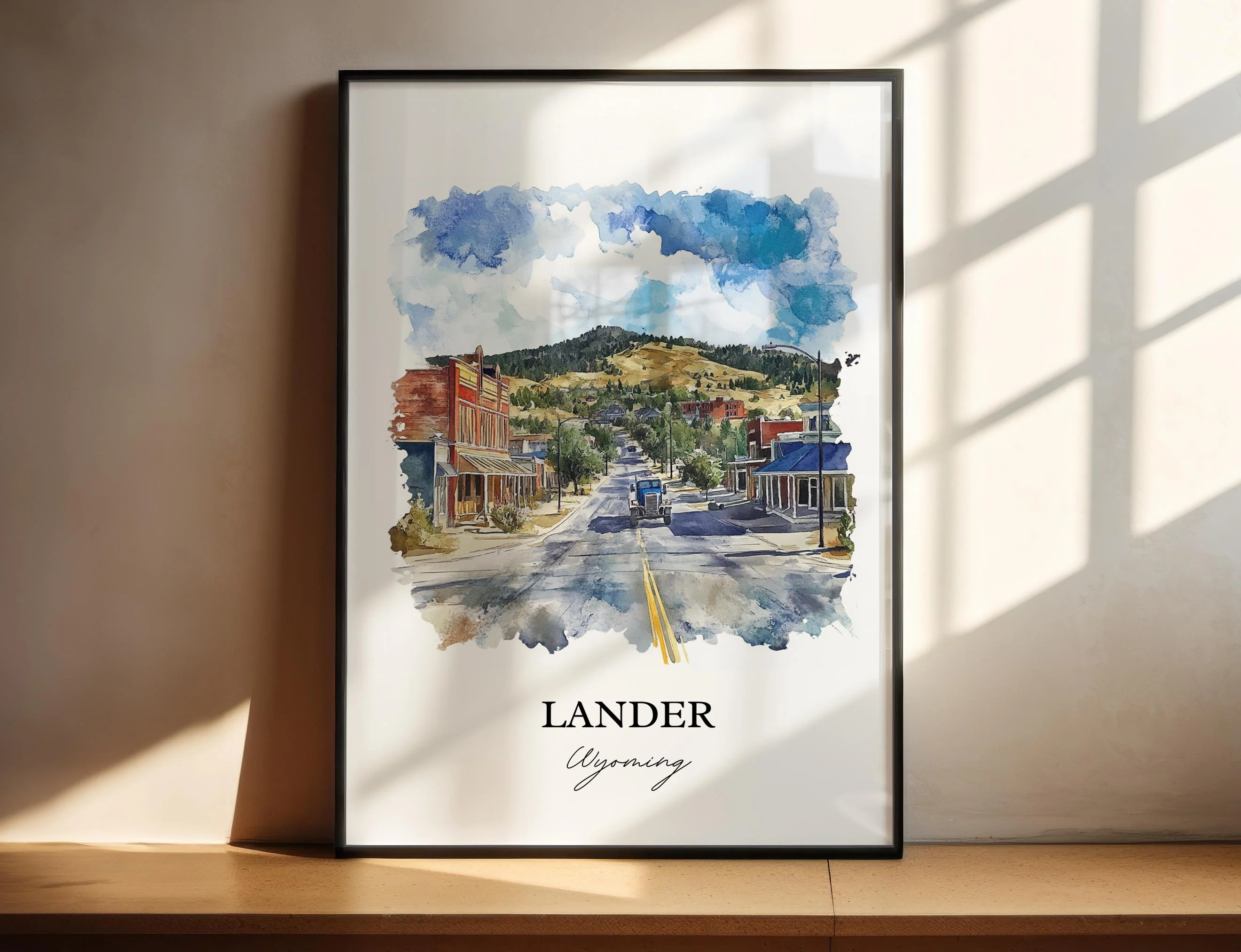 Lander, Wyoming, USA – Watercolor Art Print