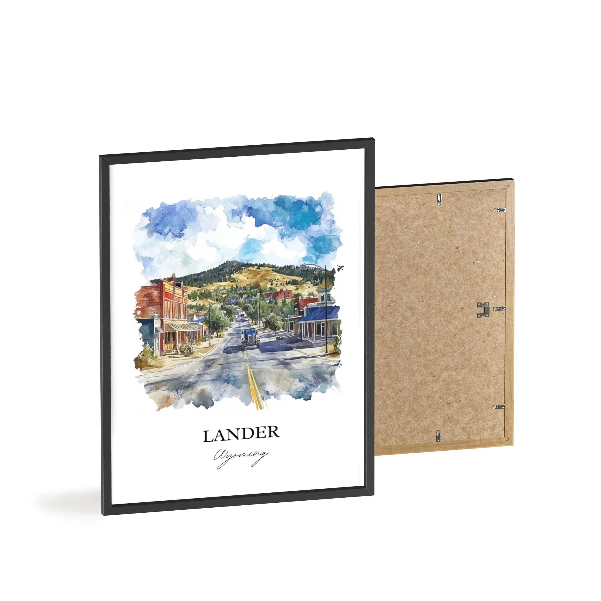 Lander, Wyoming, USA – Watercolor Art Print - Image 8
