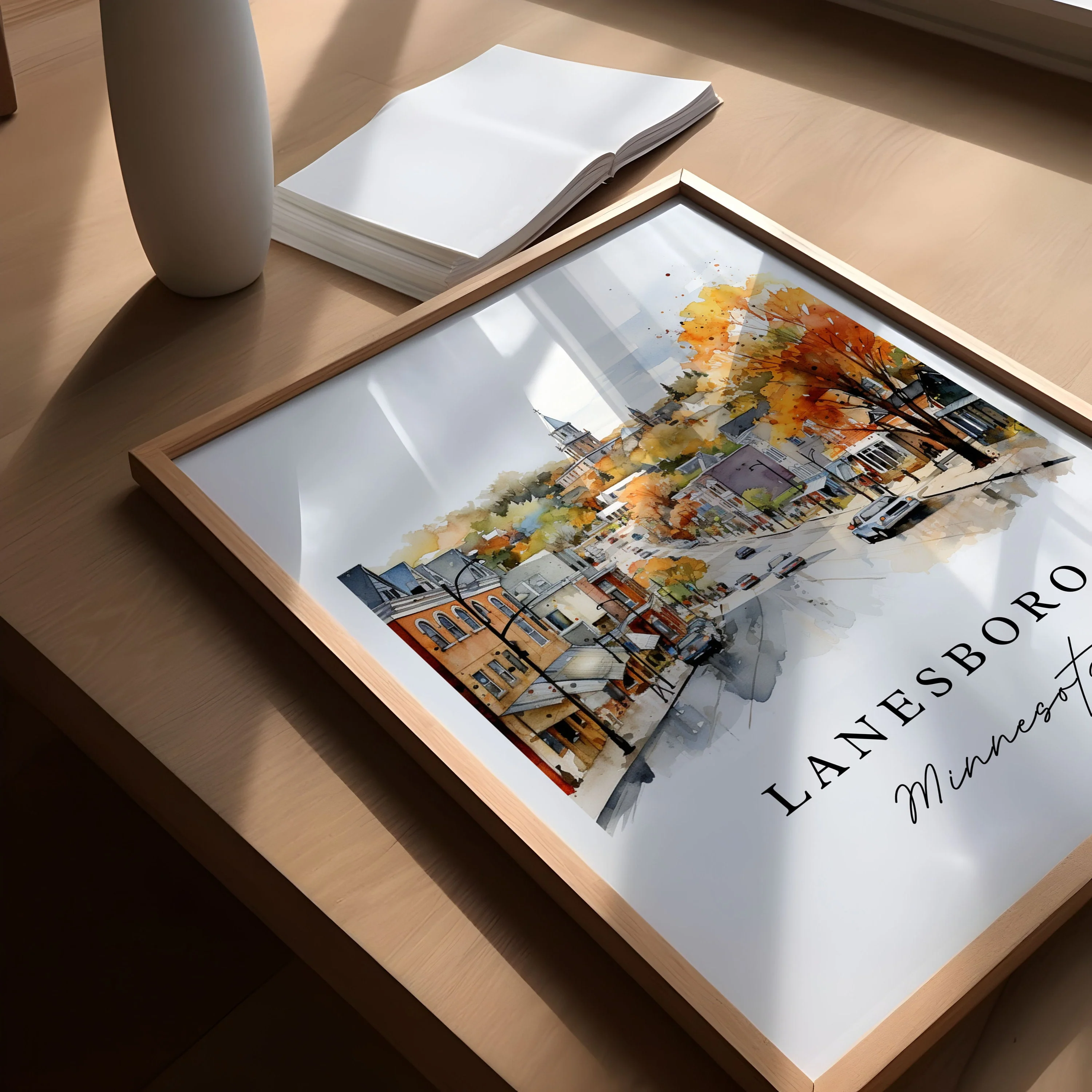 Lanesboro, MN, USA – Watercolor Art Print - Image 3