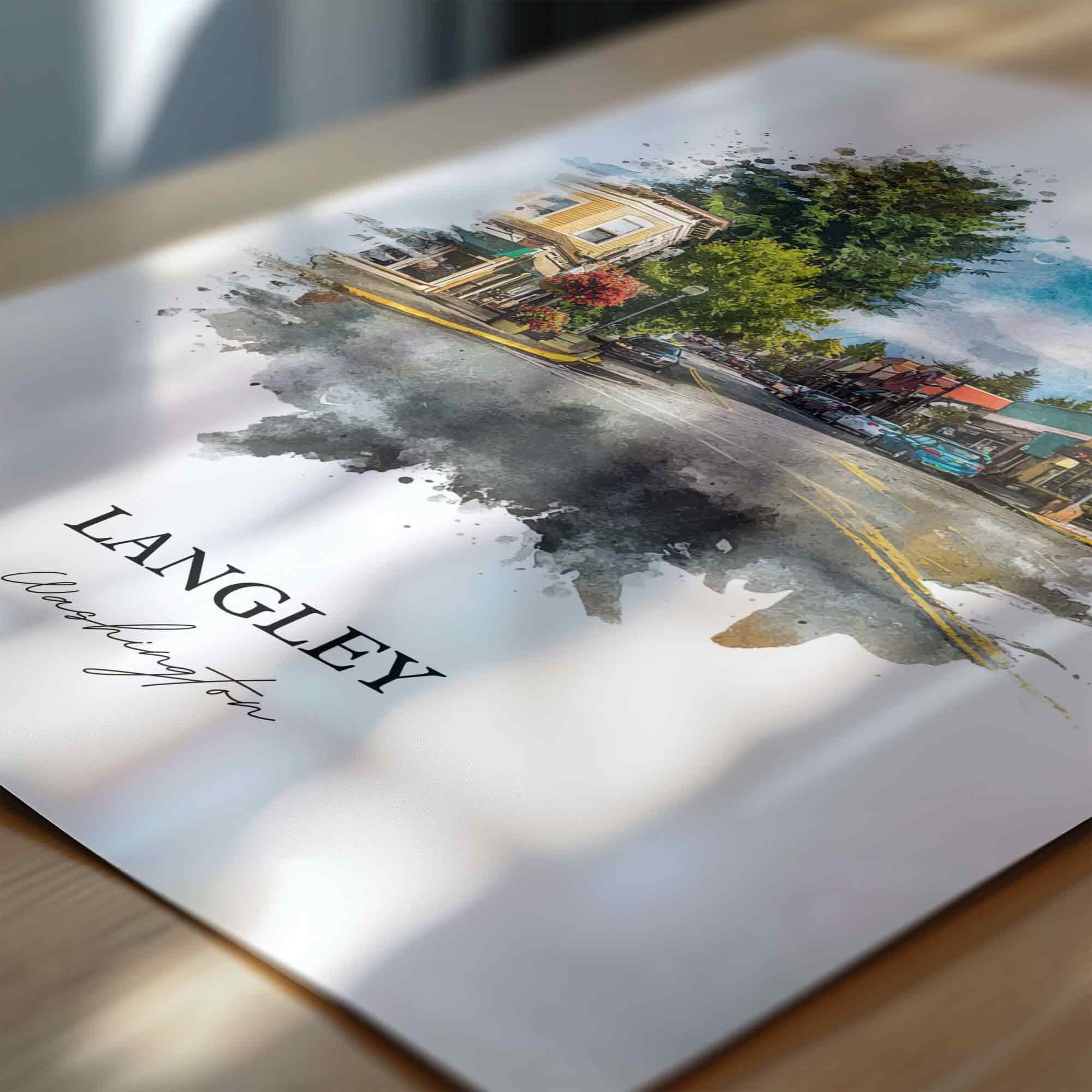 Langley, WA – Watercolor Art Print - Image 2