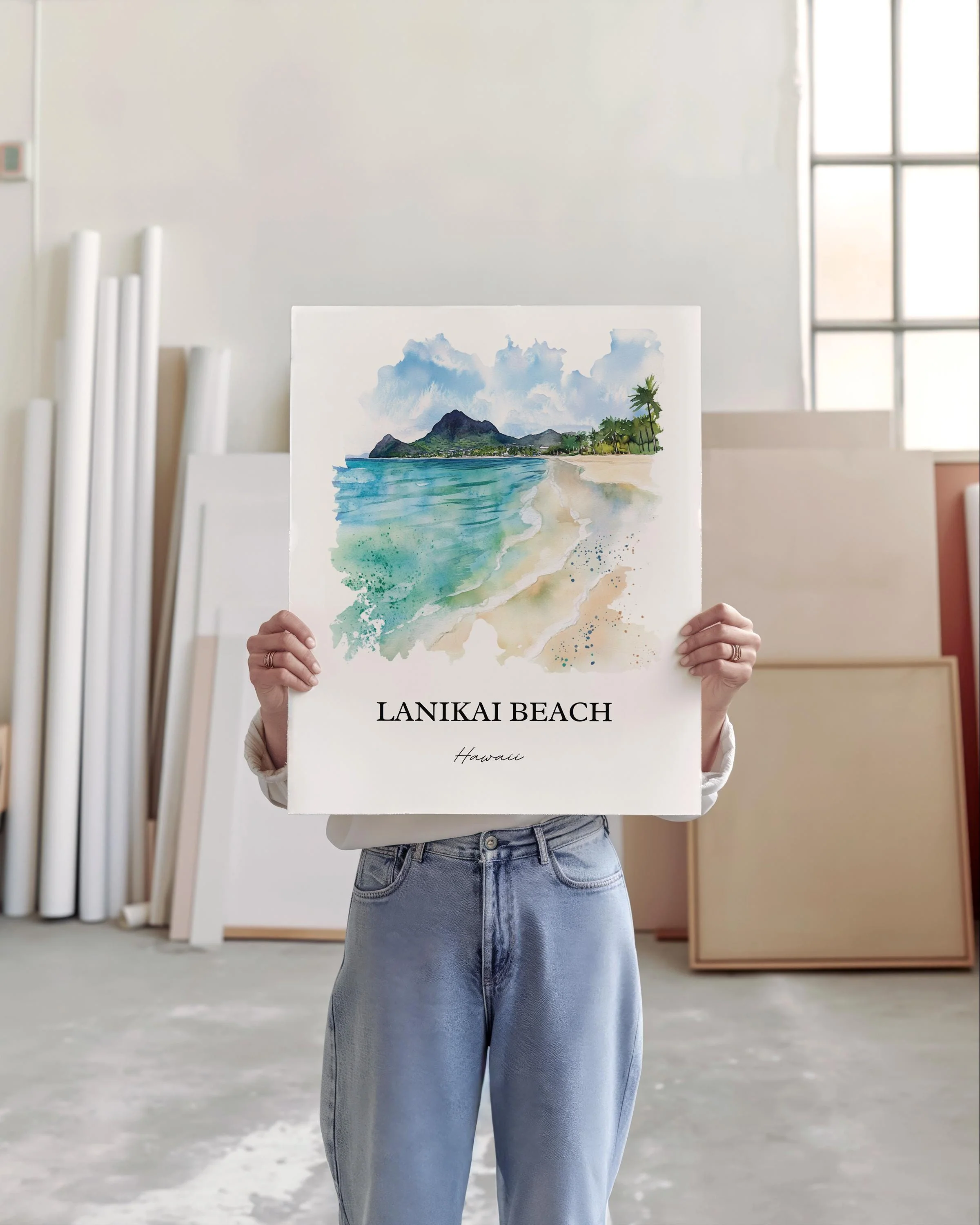 Lanikai Beach, Hawaii – Watercolor Art Print - Image 6