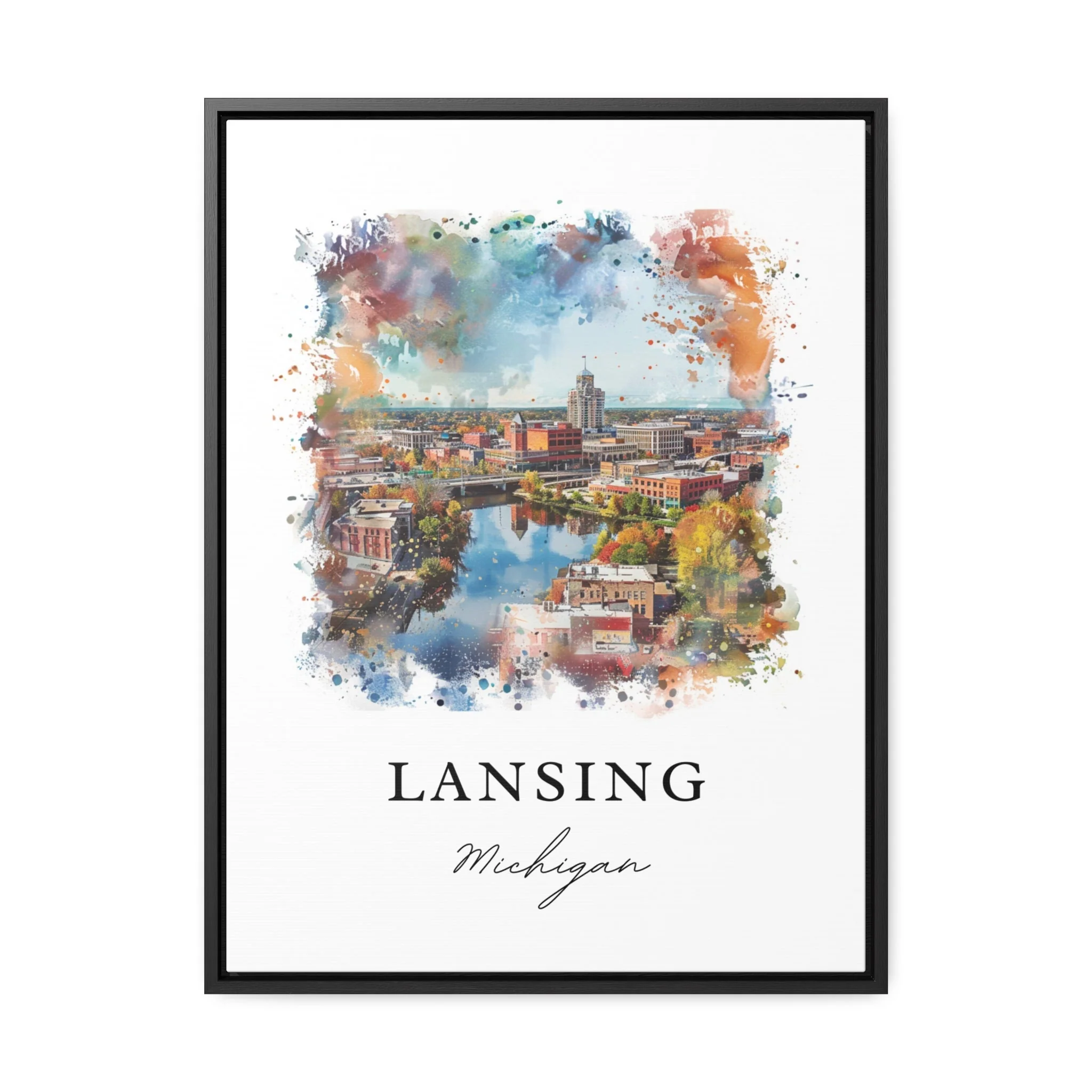 Lansing, Michigan, Michigan – Watercolor Art Print - Image 6