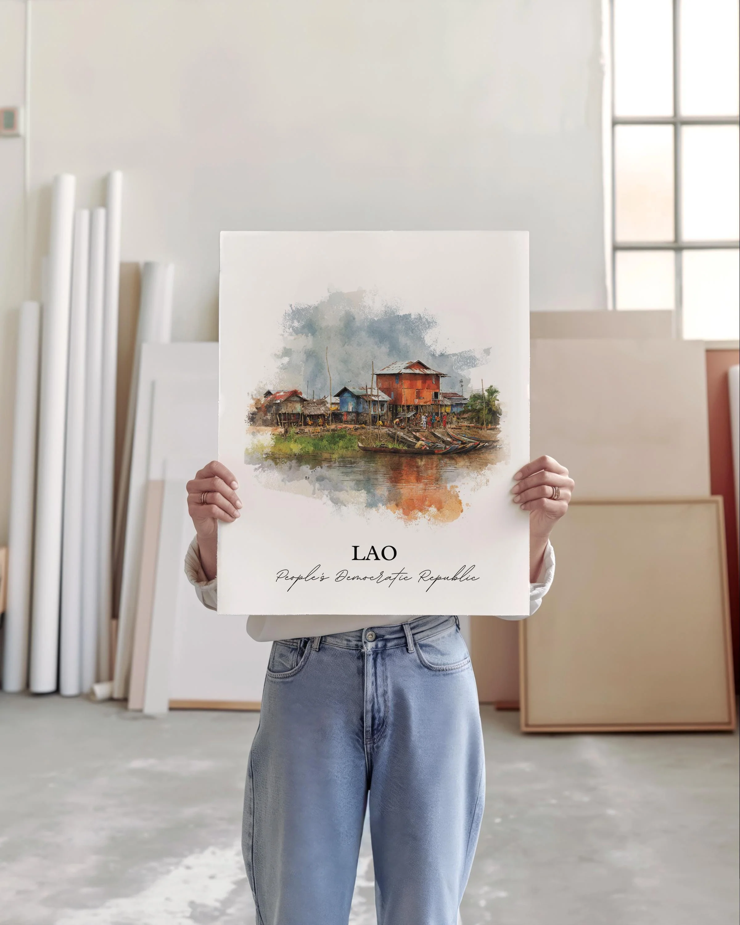 Lao, Laos – Watercolor Art Print - Image 4