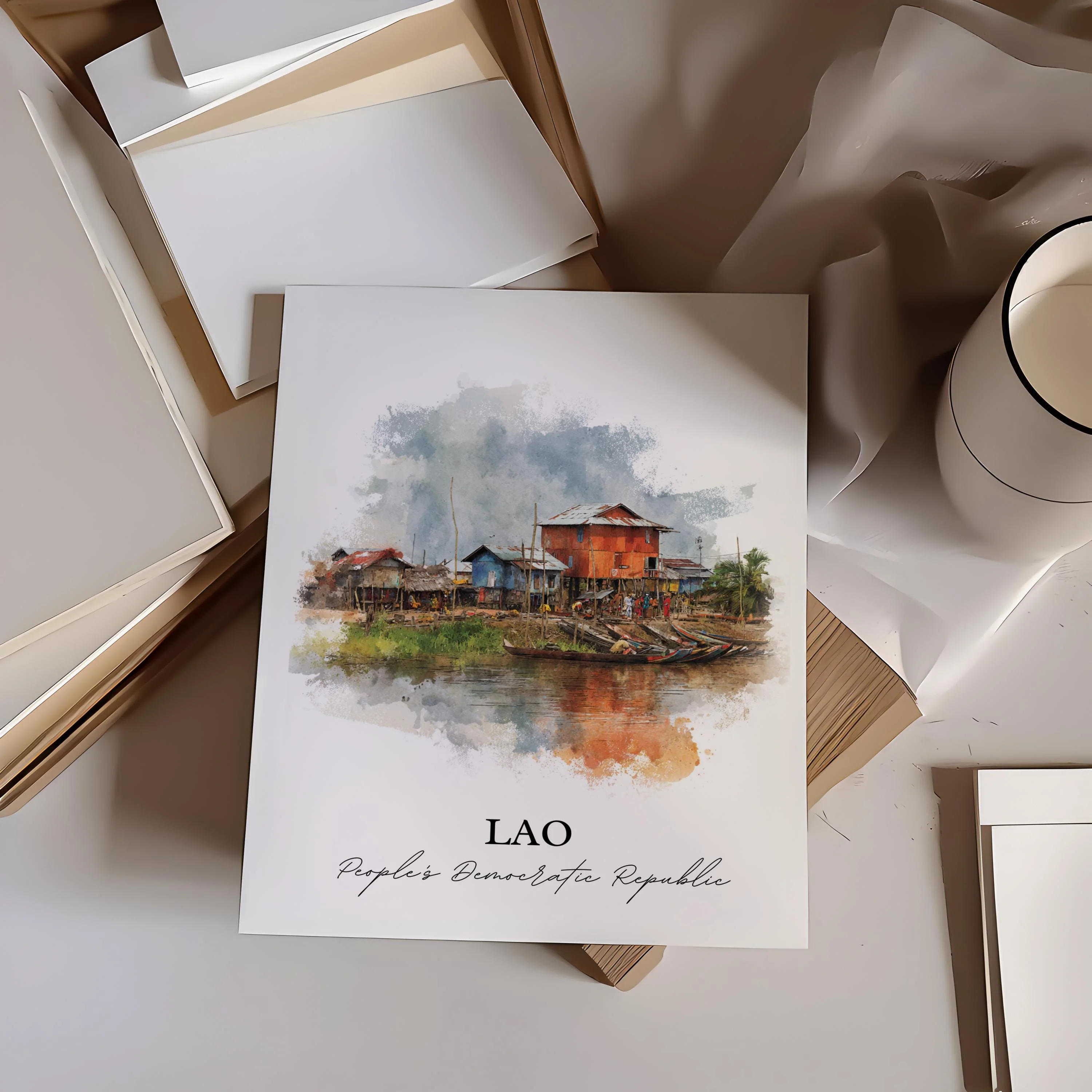 Lao, Laos – Watercolor Art Print - Image 5