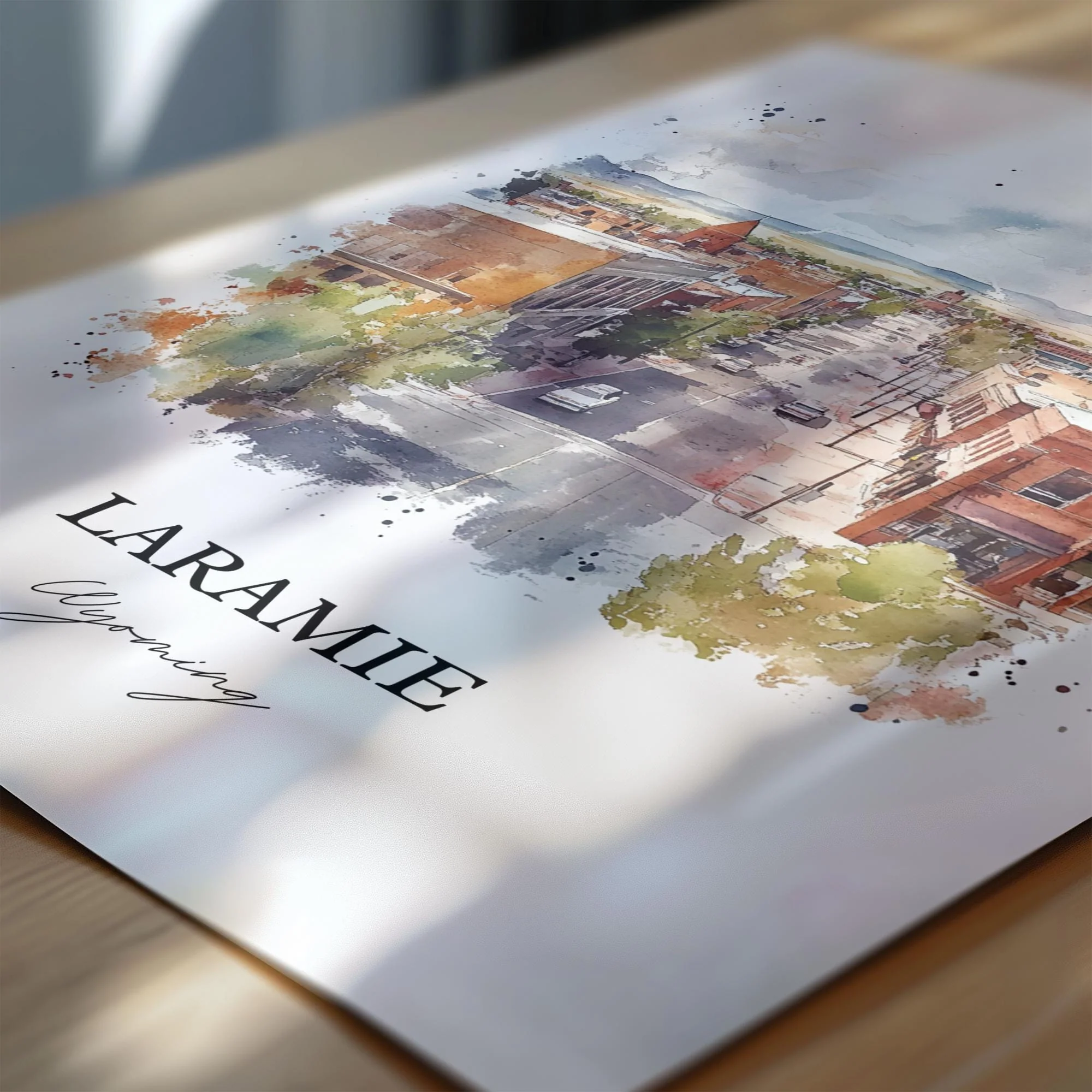 Laramie, WY, USA – Watercolor Art Print - Image 6