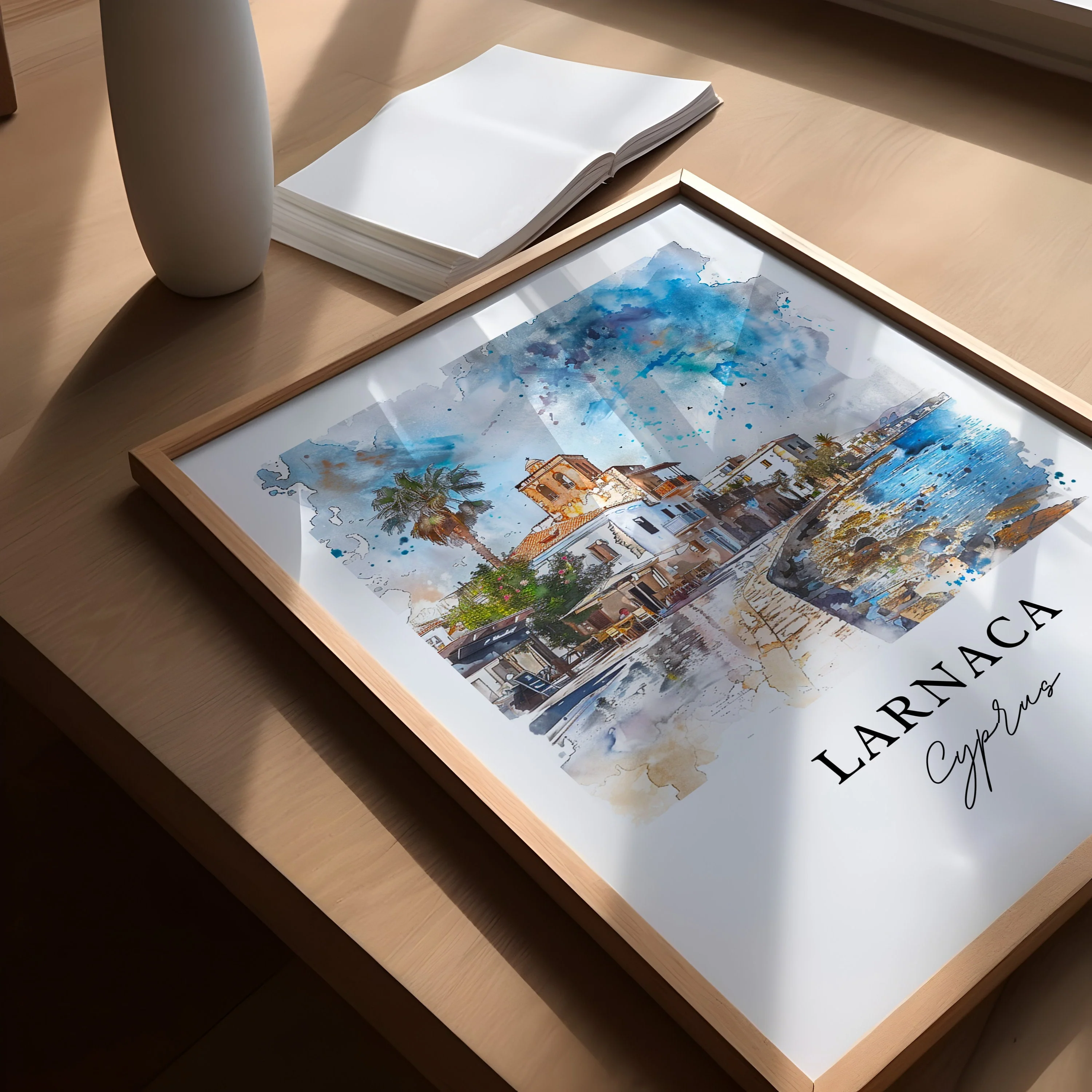 Larnaca, Cyprus – Watercolor Art Print - Image 3