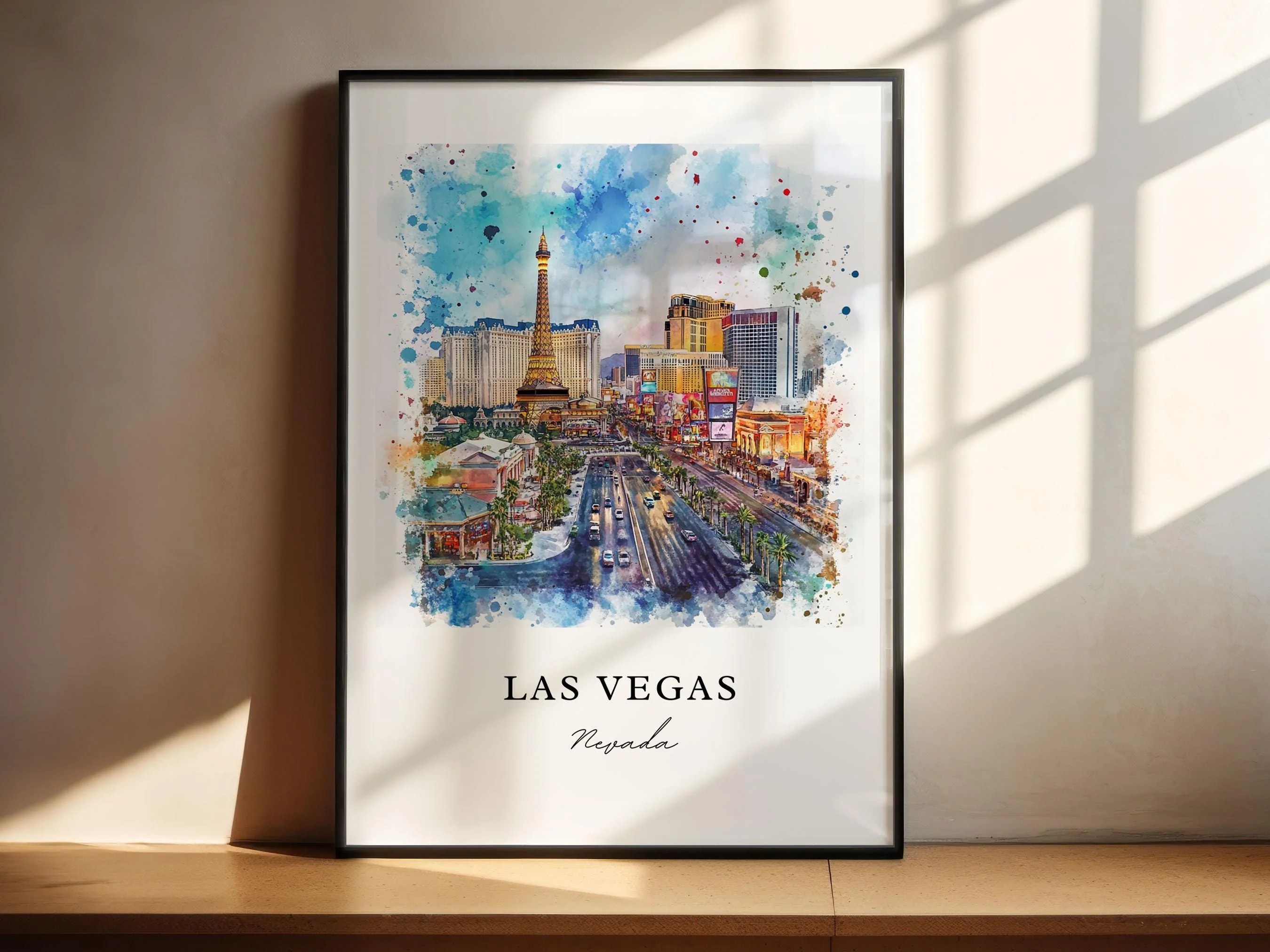 Las Vegas, USA – Watercolor Art Print of Vegas Strip - Image 4