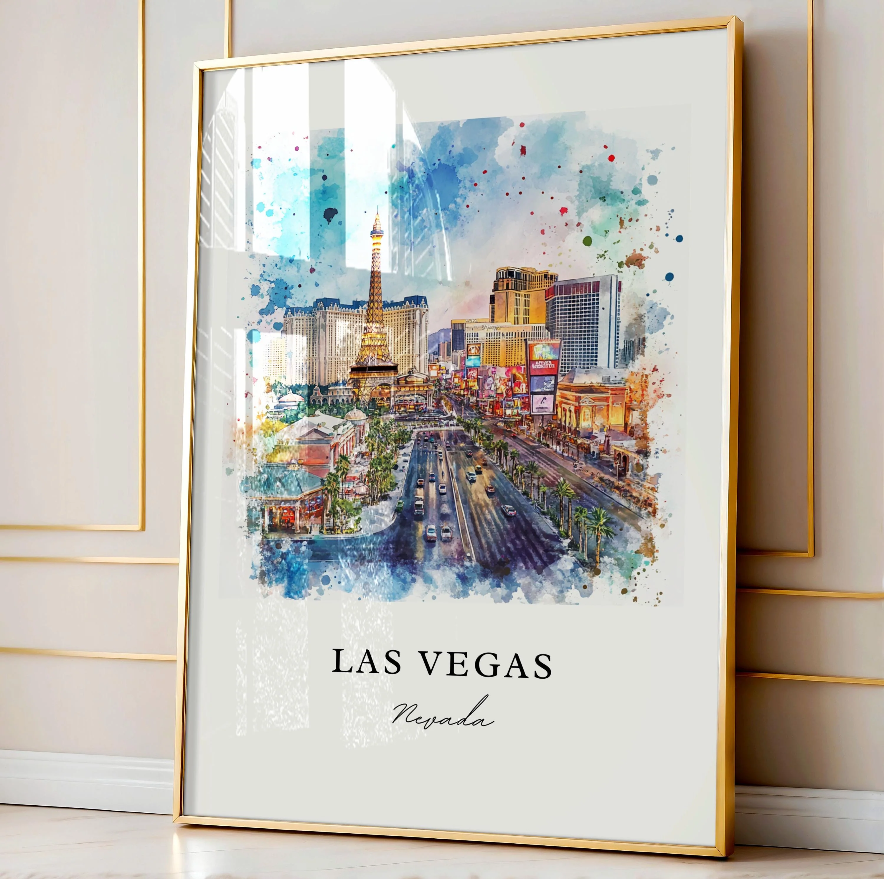 Las Vegas, USA – Watercolor Art Print of Vegas Strip - Image 5