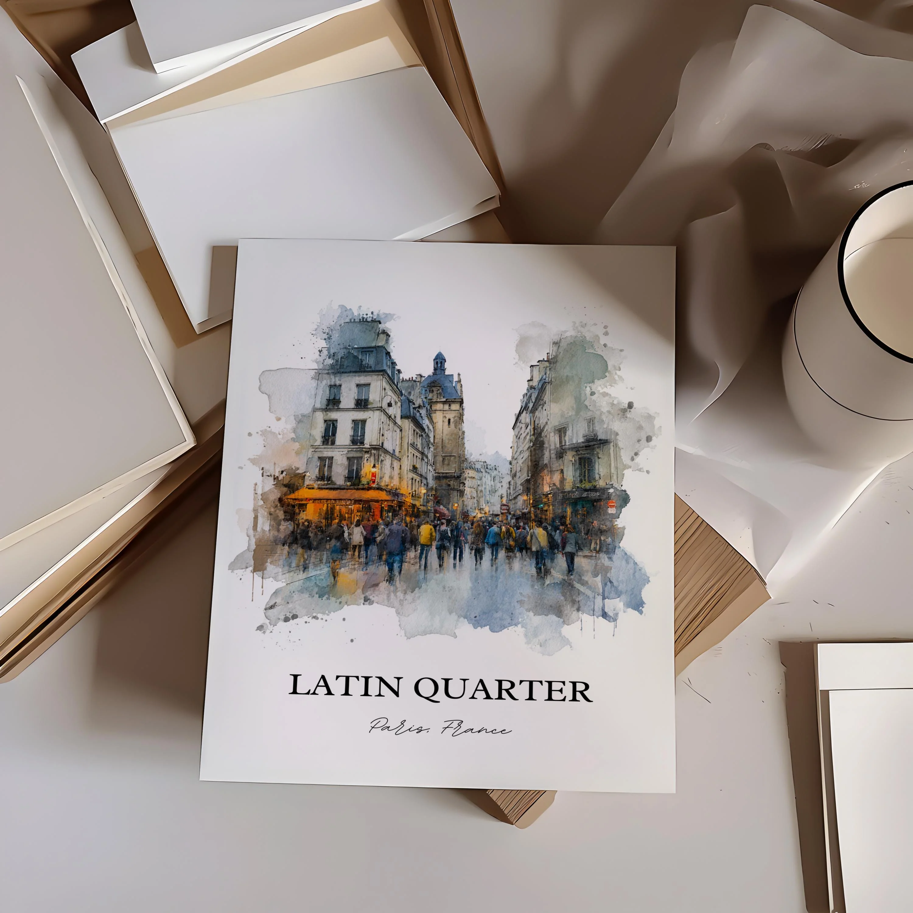 Latin Quarter, France – Watercolor Art Print - Image 6