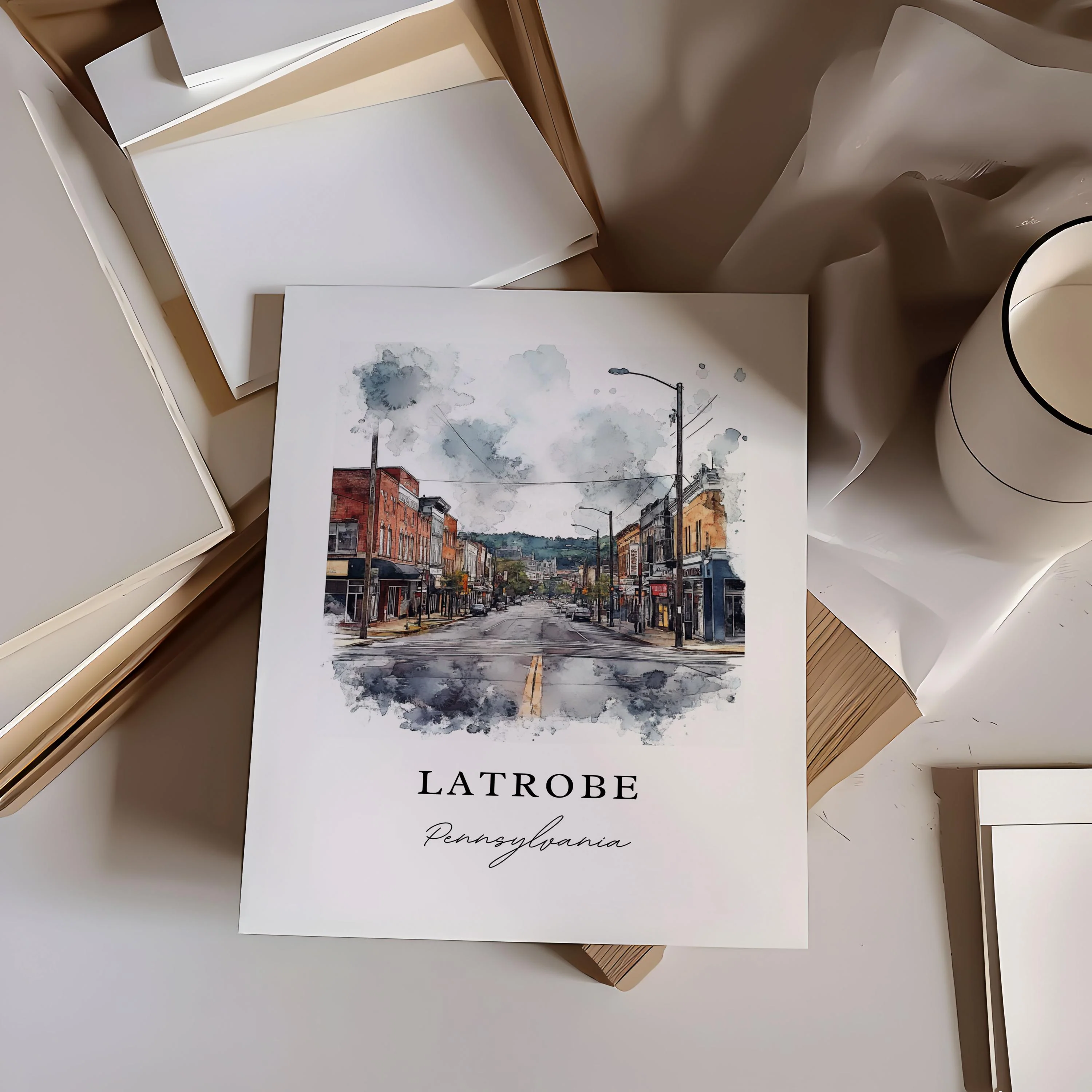 Latrobe, USA – Watercolor Art Print - Image 2