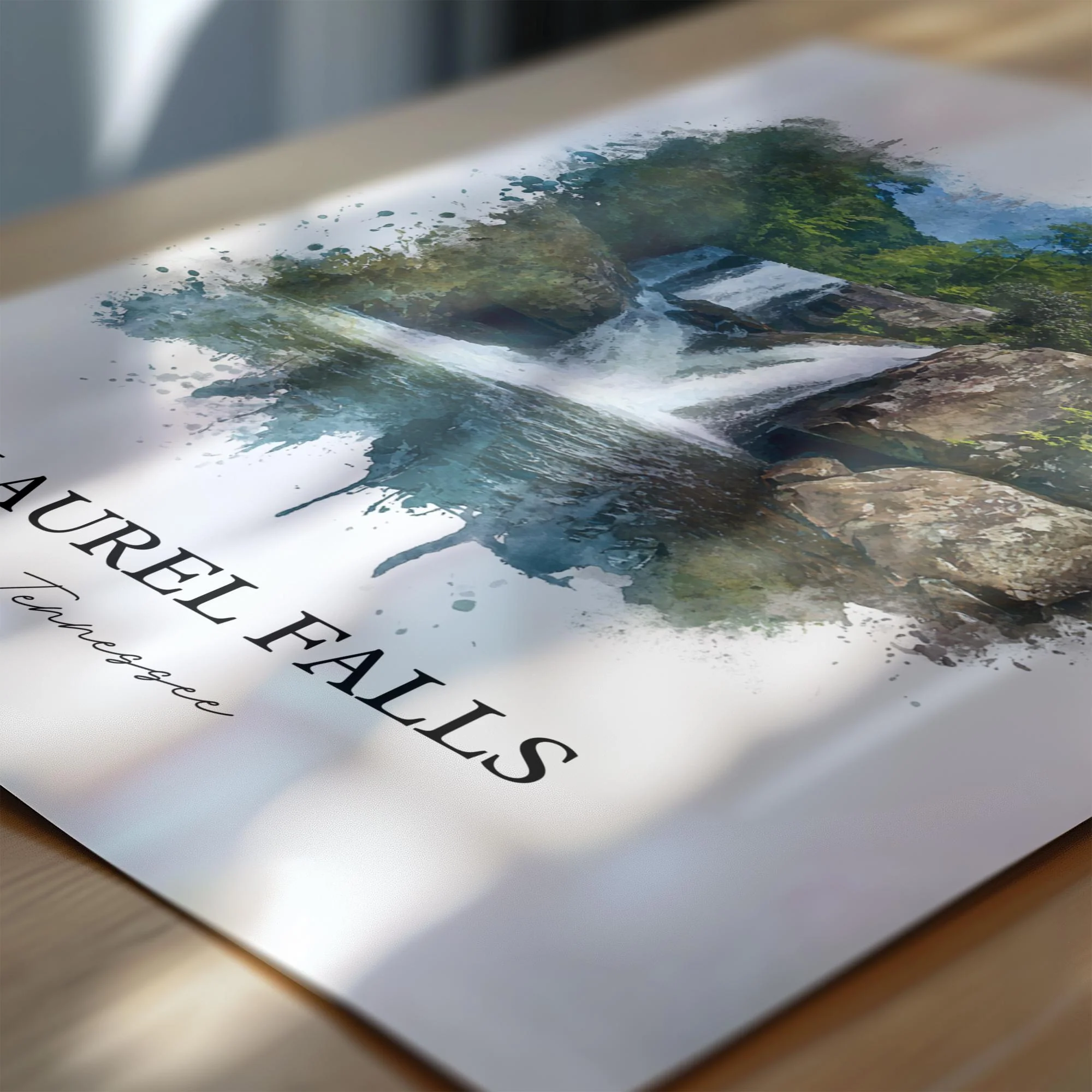 Laurel Falls, Tennessee, USA – Watercolor Art Print - Image 2