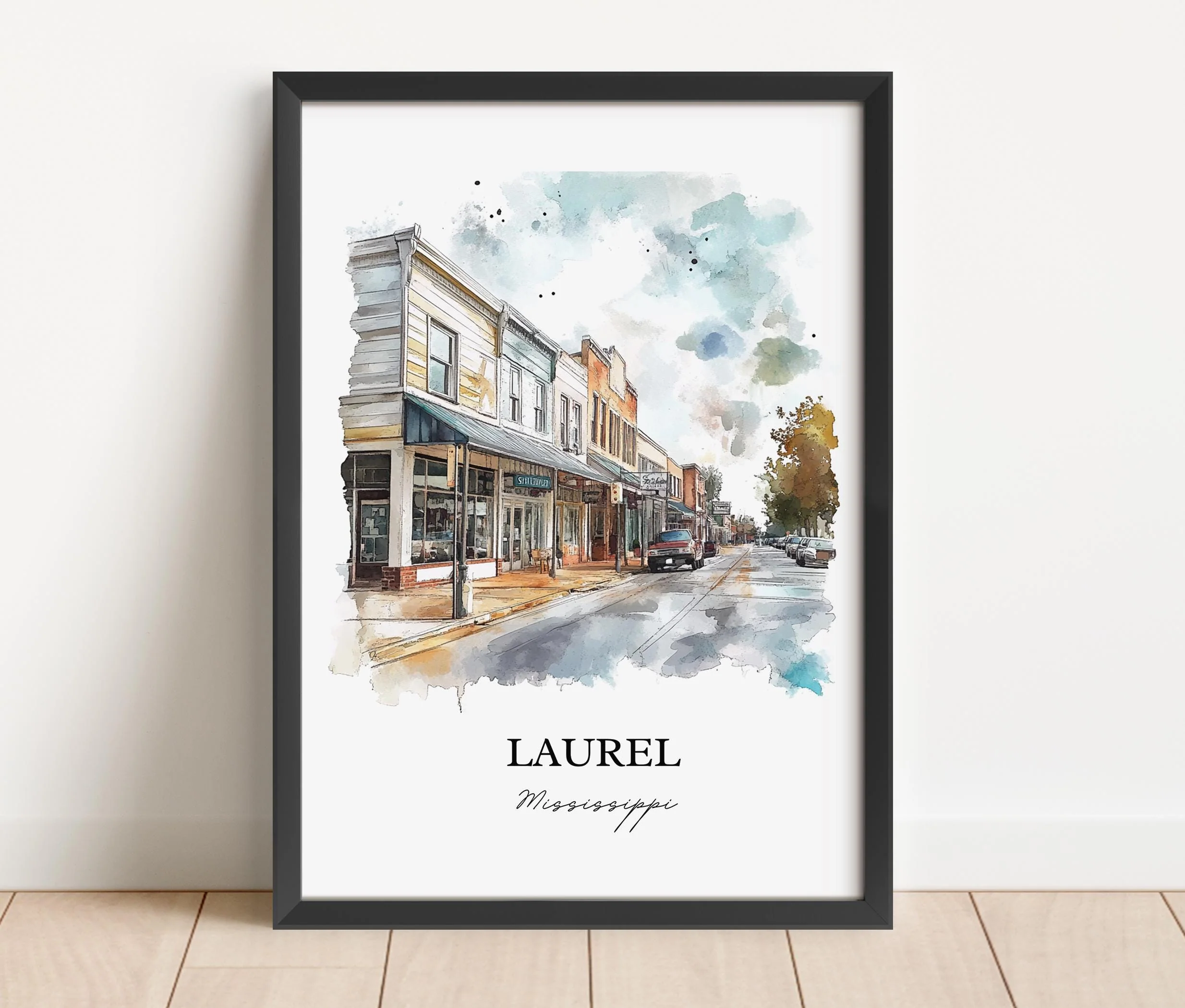 Laurel, Mississippi, USA – Watercolor Art Print
