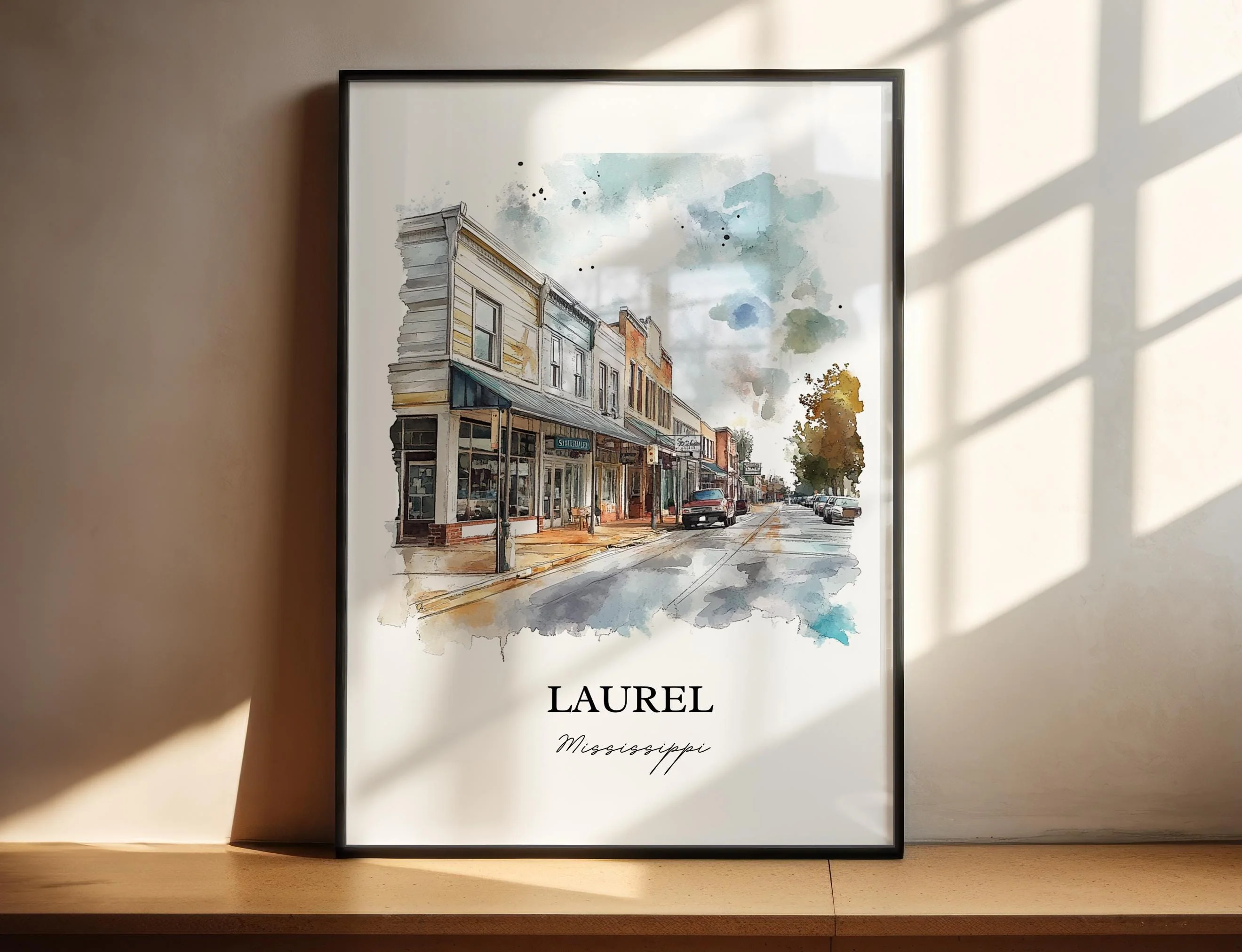 Laurel, Mississippi, USA – Watercolor Art Print - Image 3