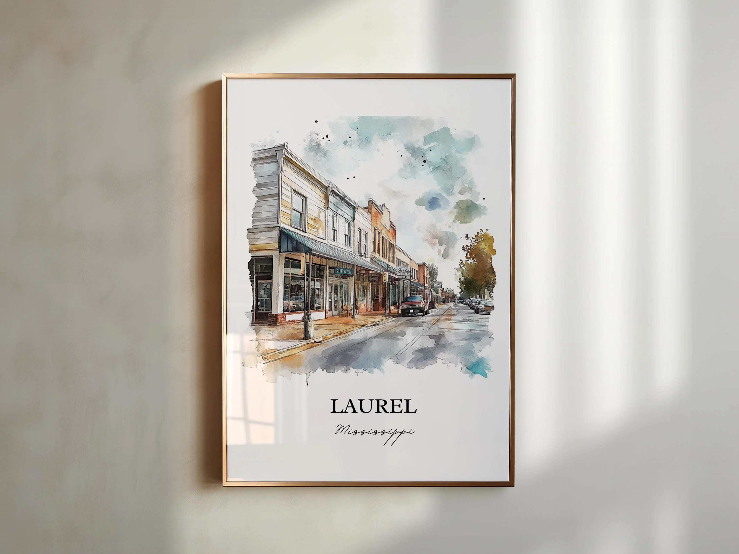 Laurel, Mississippi, USA – Watercolor Art Print - Image 6