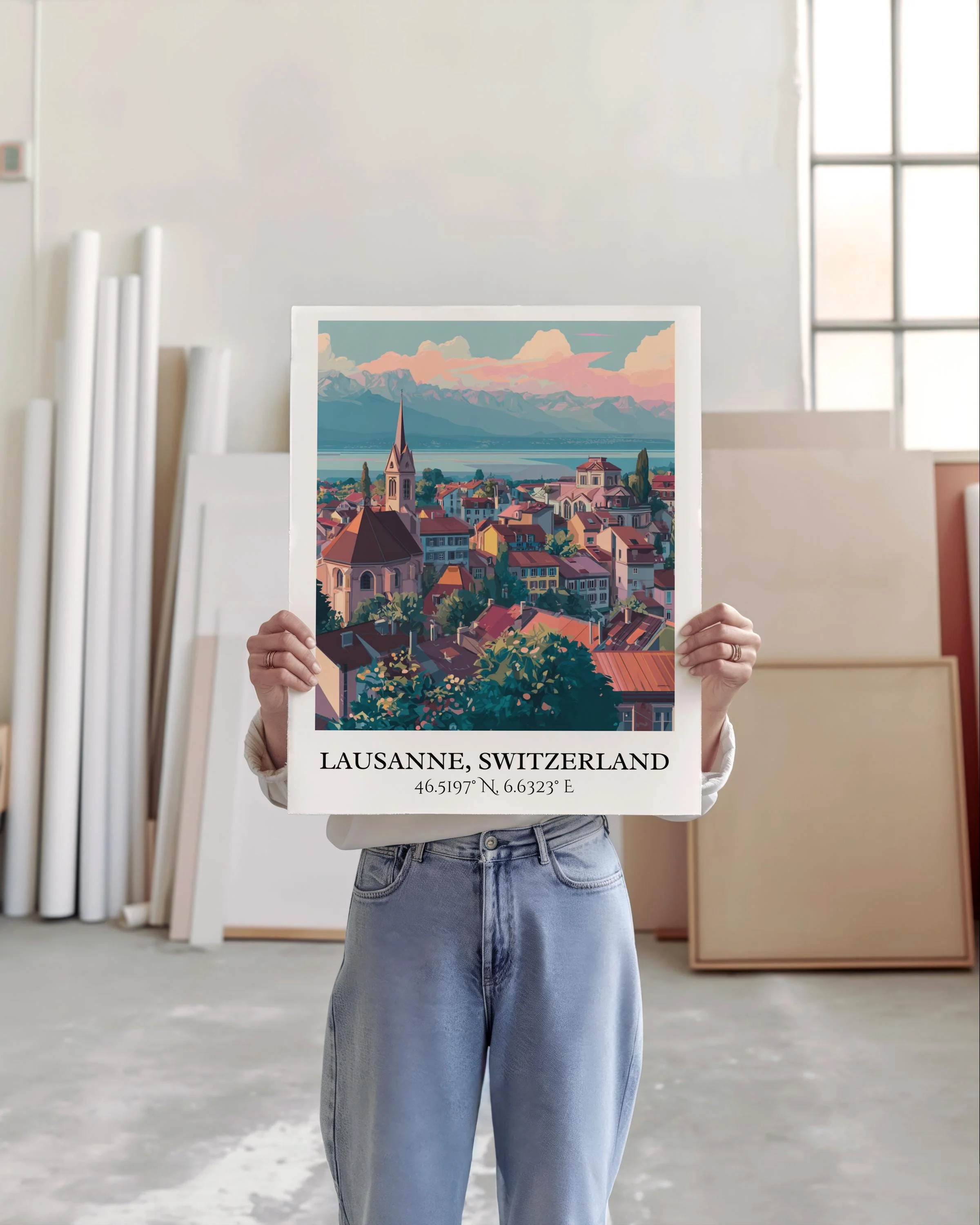 Lausanne, Switzerland – Watercolor Art Print - Image 3