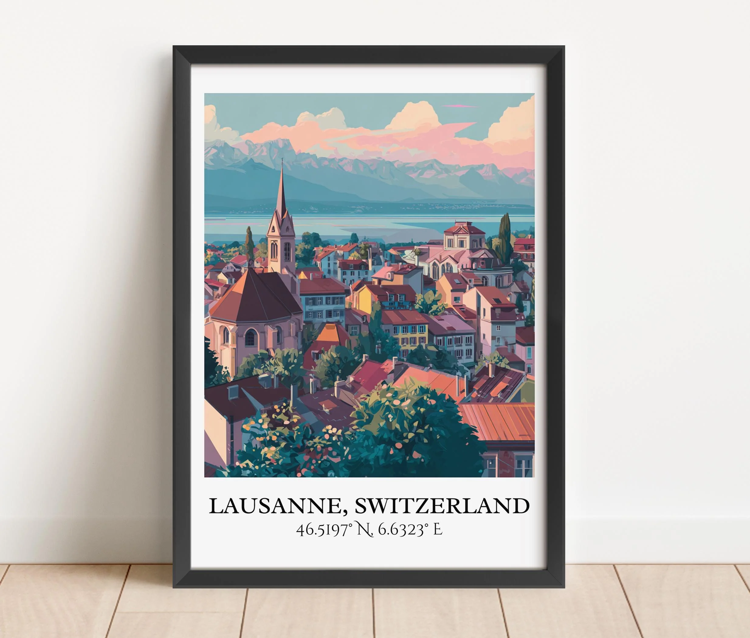Lausanne, Switzerland – Watercolor Art Print - Image 6