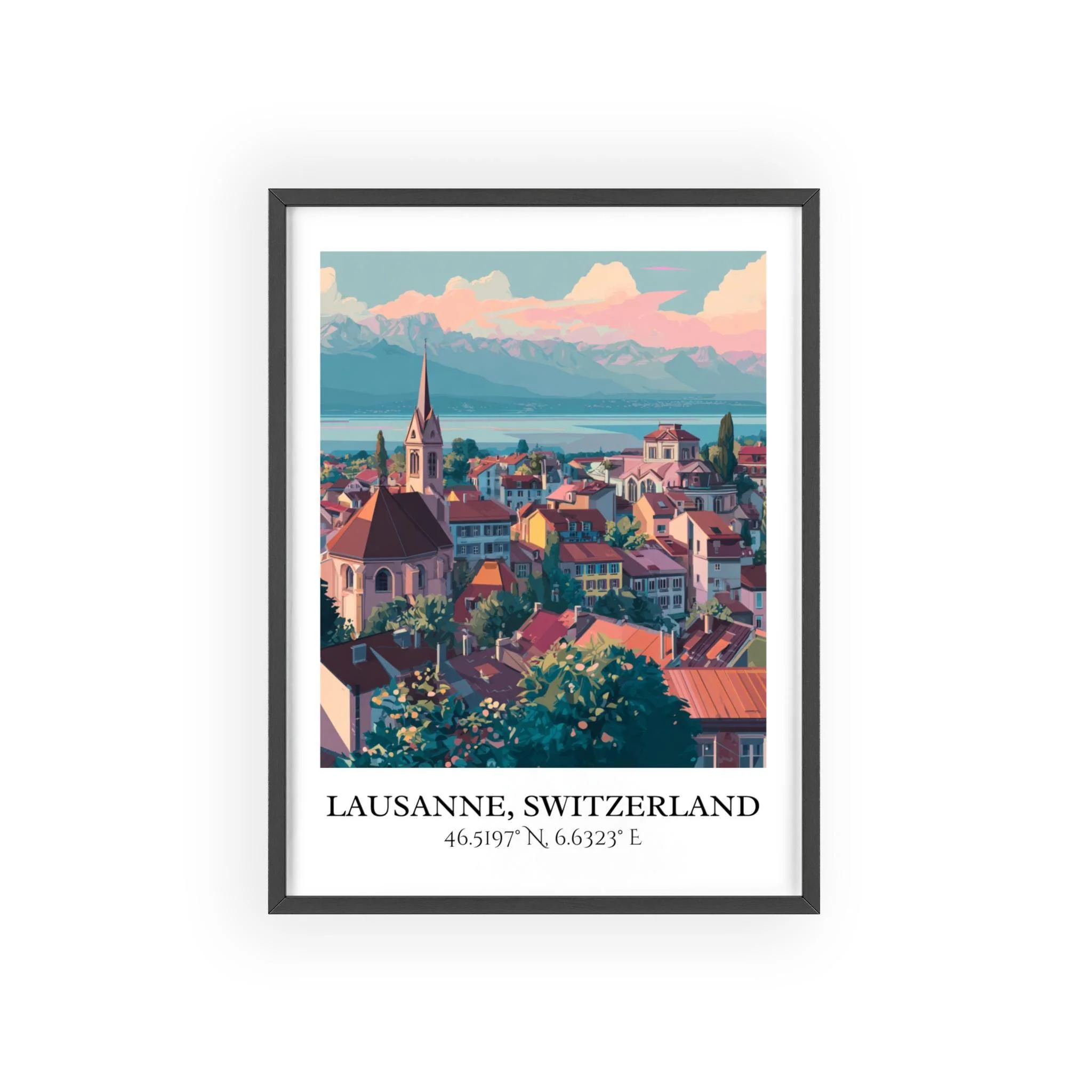 Lausanne, Switzerland – Watercolor Art Print - Image 7