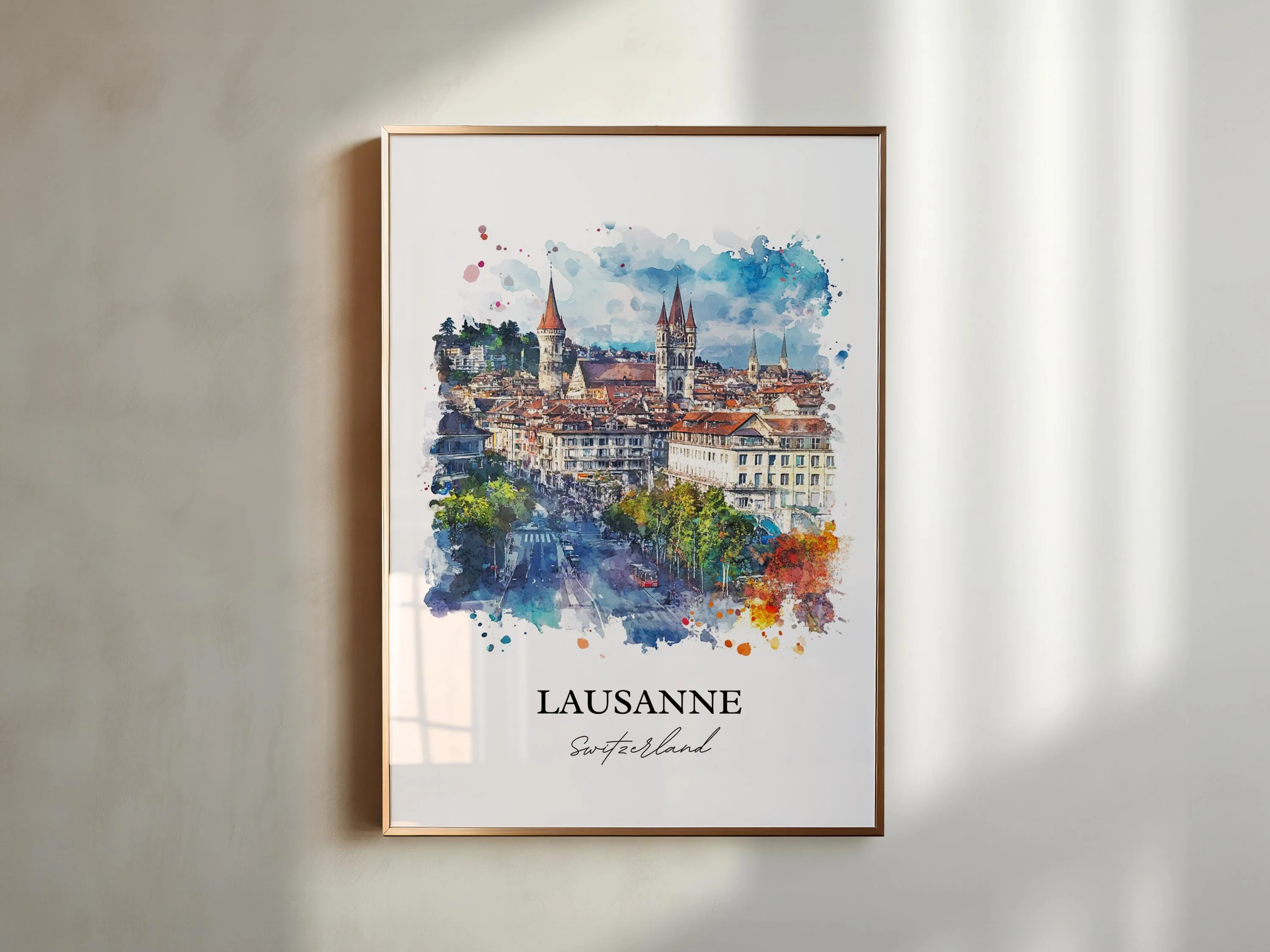 Lausanne, Switzerland – Watercolor Art Print - Image 6