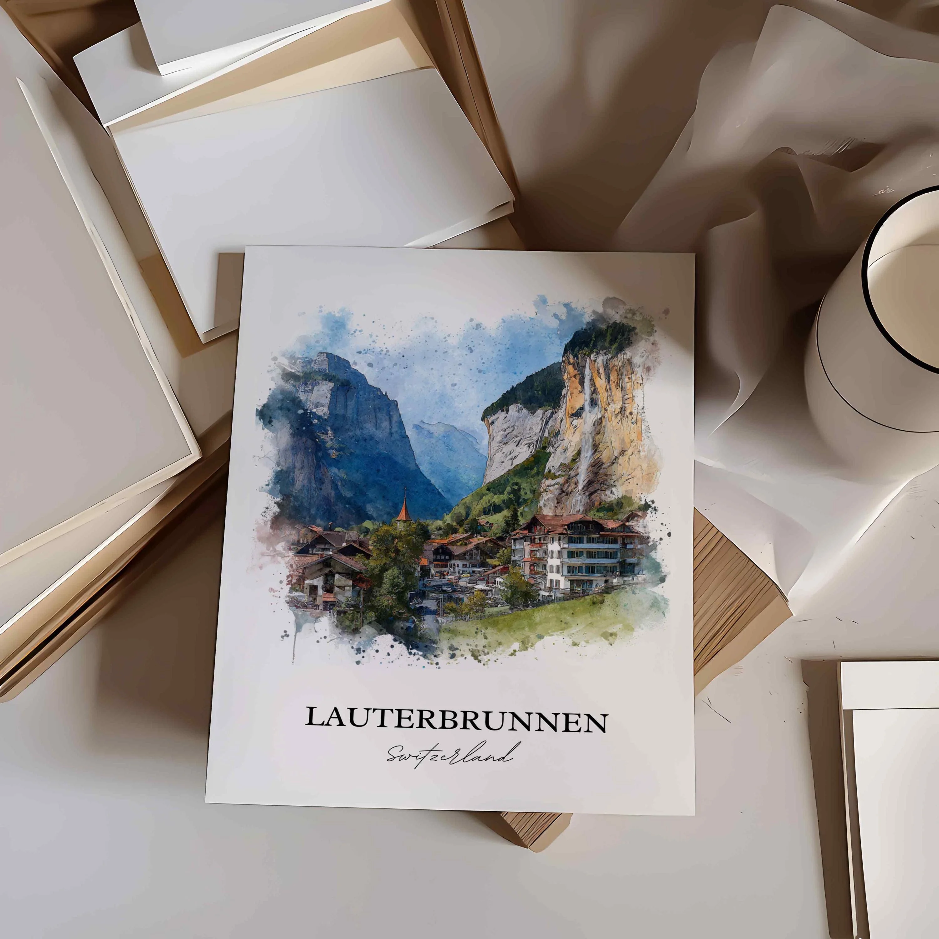 Lauterbrunnen, Switzerland – Watercolor Art Print - Image 3