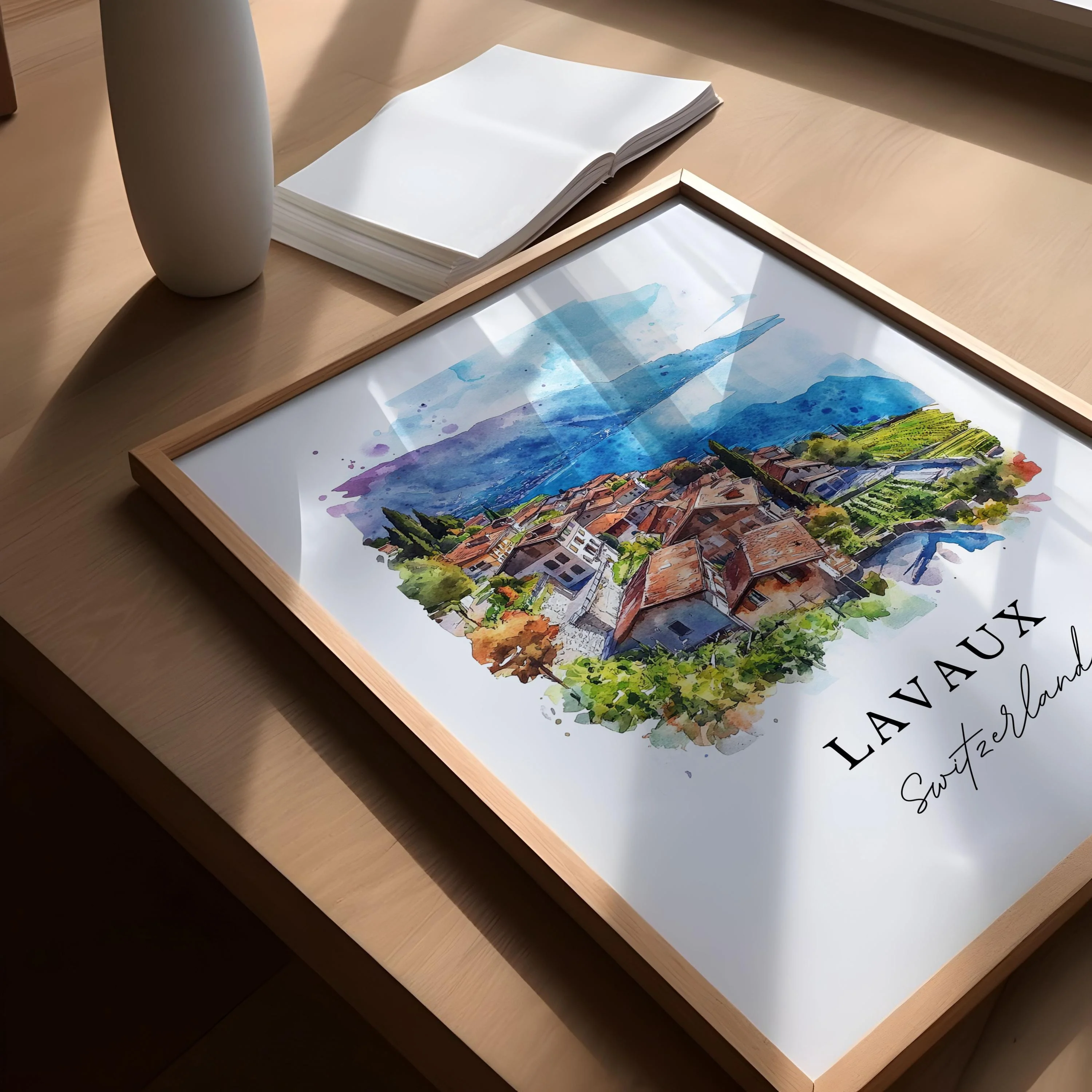Lavaux, Switzerland – Watercolor Art Print - Image 3