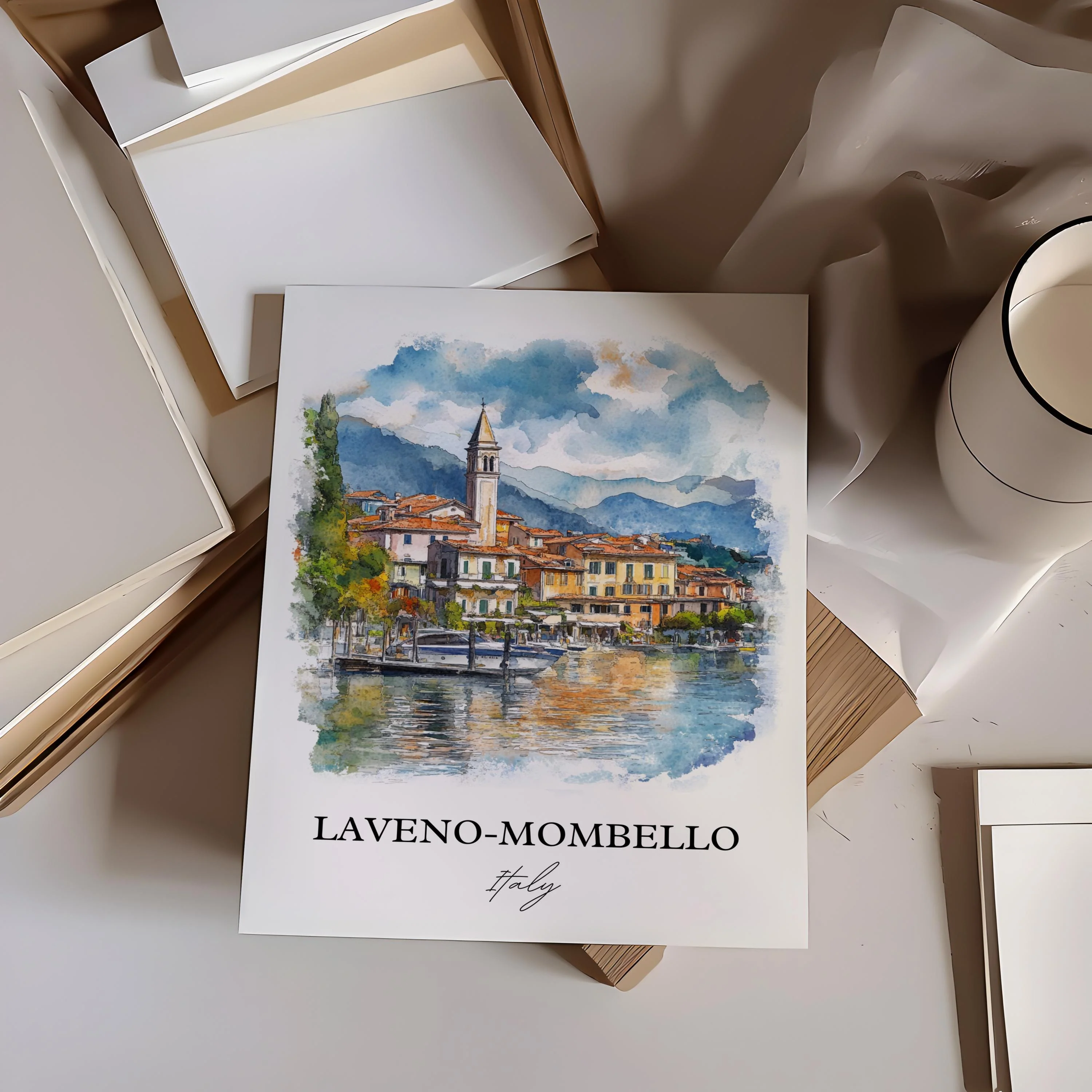 Laveno-Mombello, Italy – Watercolor Art Print - Image 5