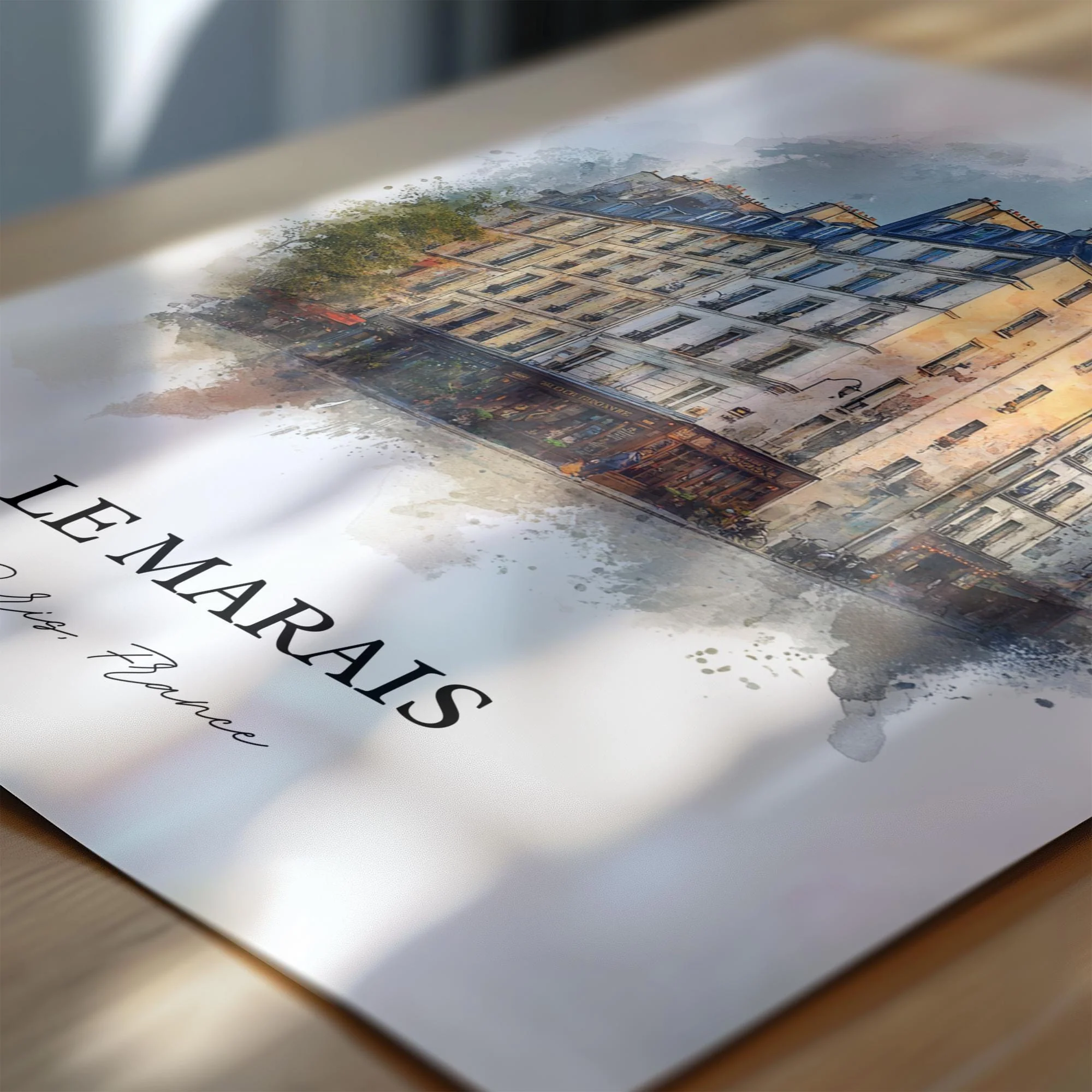 Le Marais, France – Watercolor Art Print - Image 2