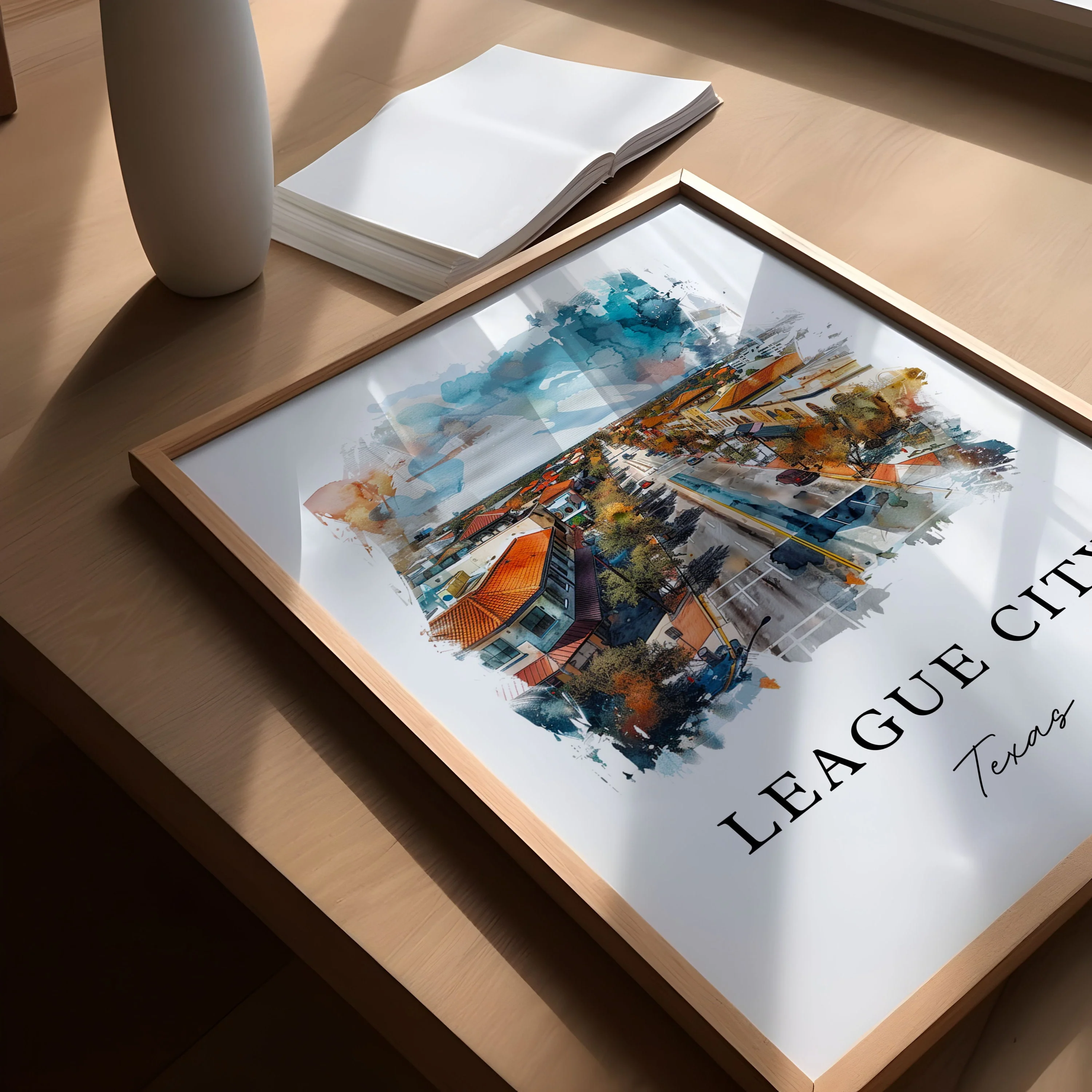 League City, TX, USA – Watercolor Art Print - Image 3