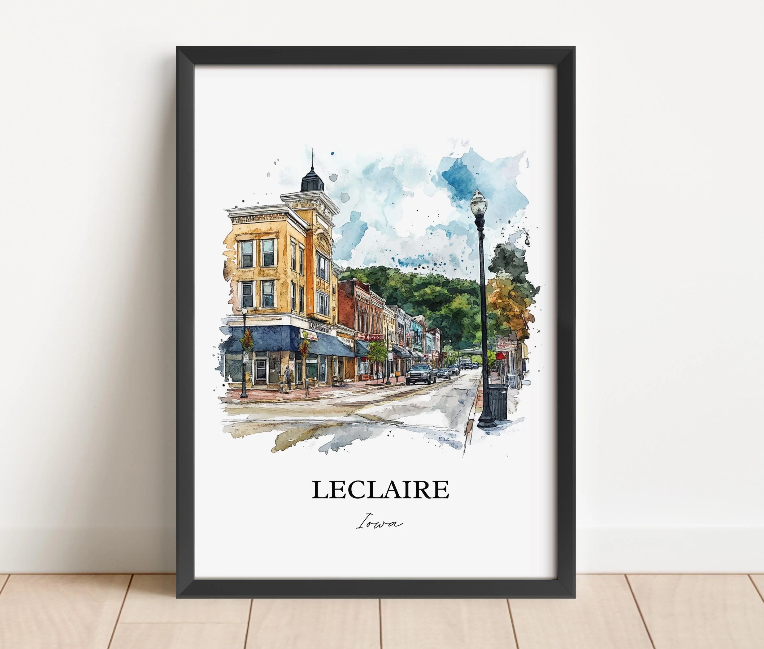 Leclaire, Iowa, USA – Watercolor Art Print - Image 5