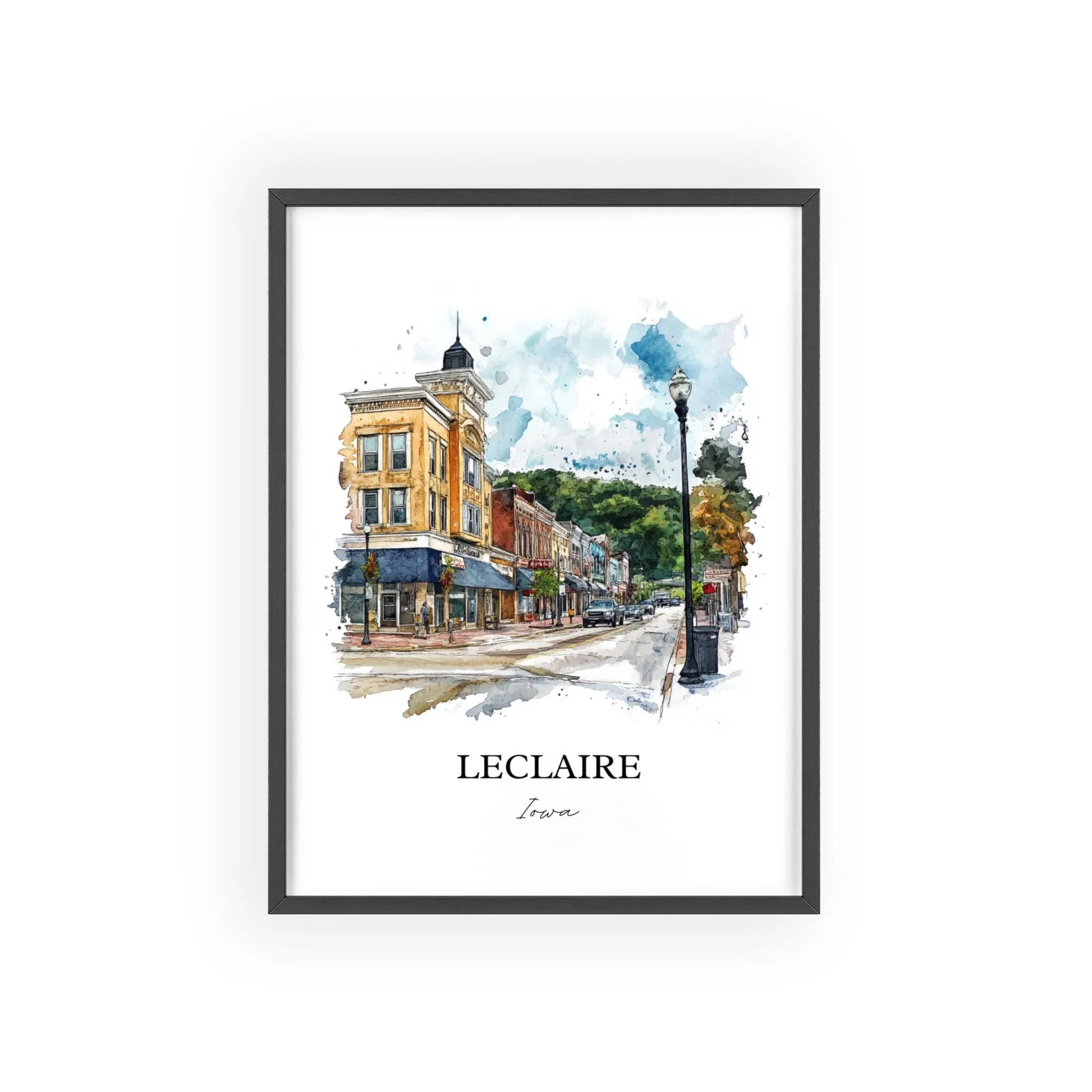 Leclaire, Iowa, USA – Watercolor Art Print - Image 7