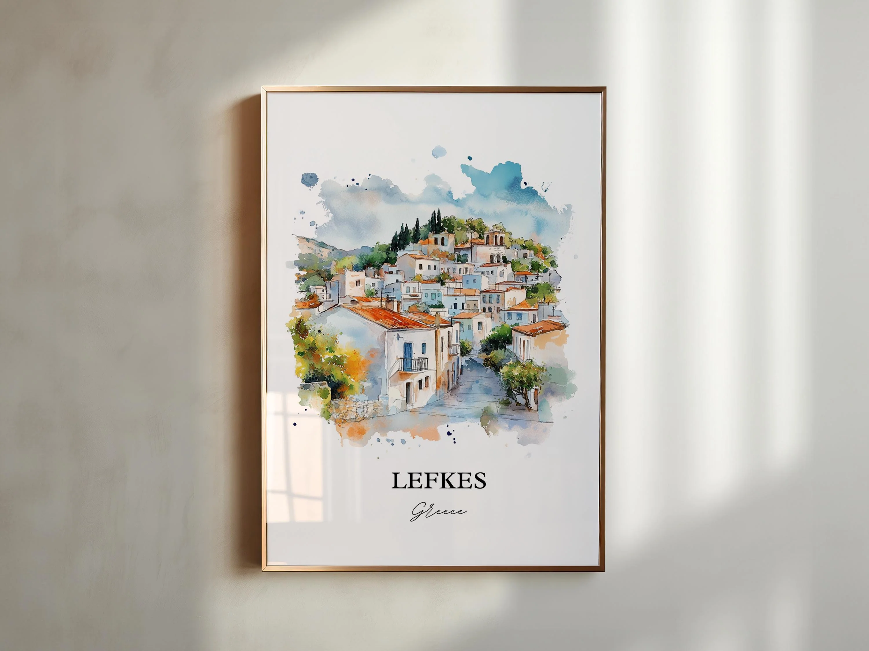Lefkés, Greece – Watercolor Art Print - Image 4