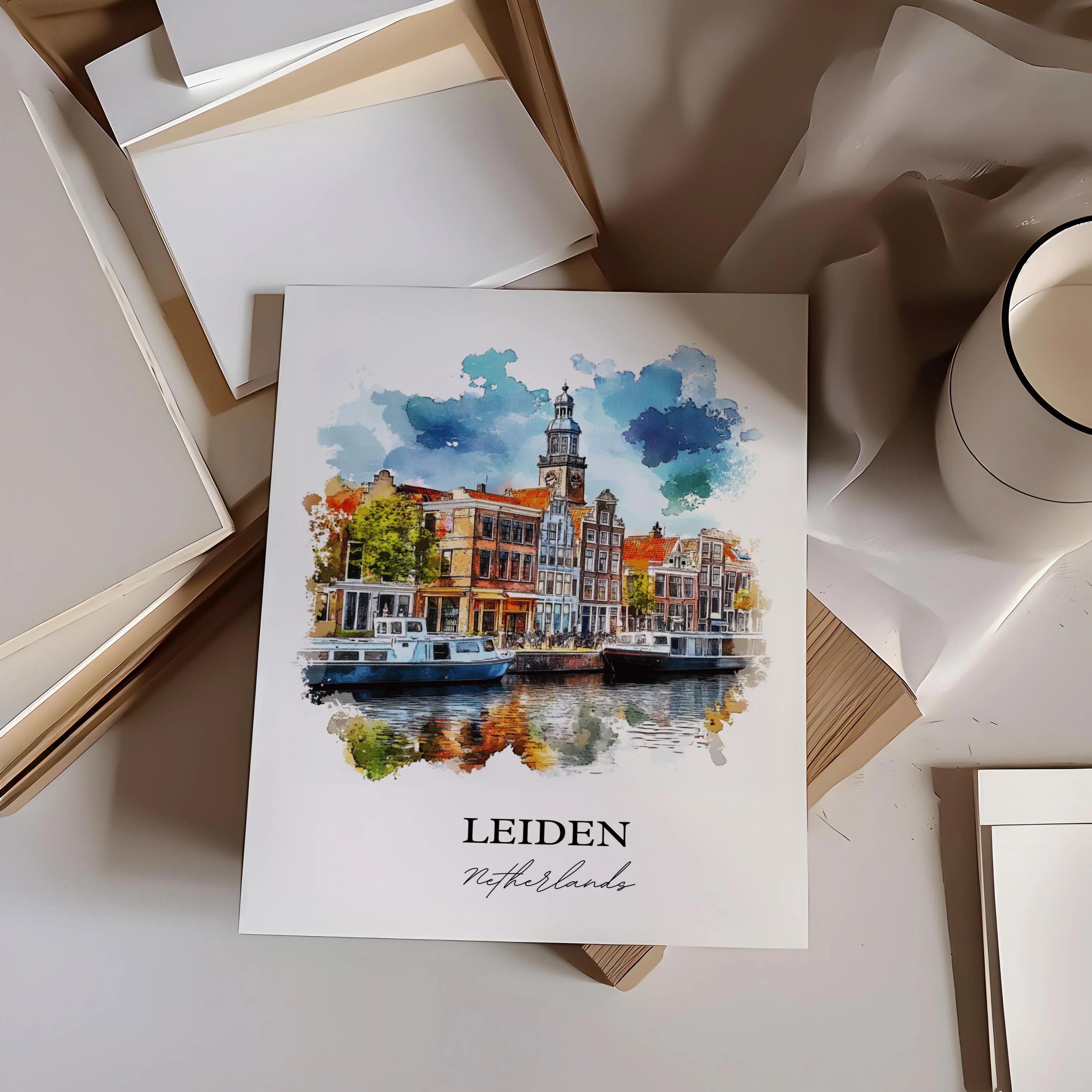 Leiden, Netherlands – Watercolor Art Print - Image 6