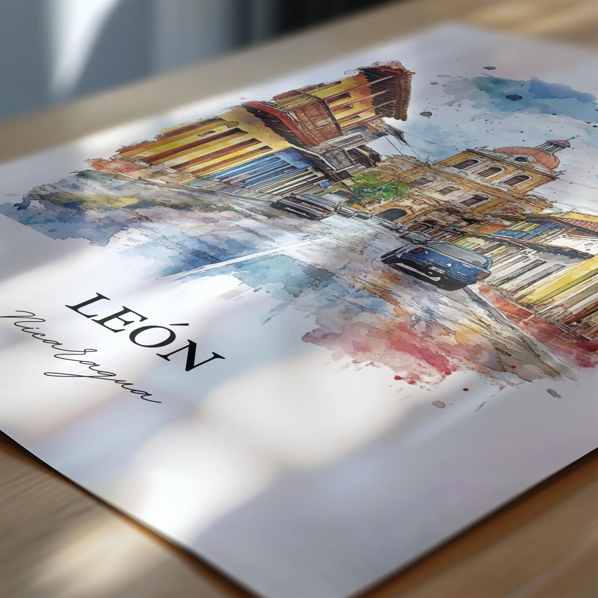 León, Nicaragua – Watercolor Art Print - Image 2