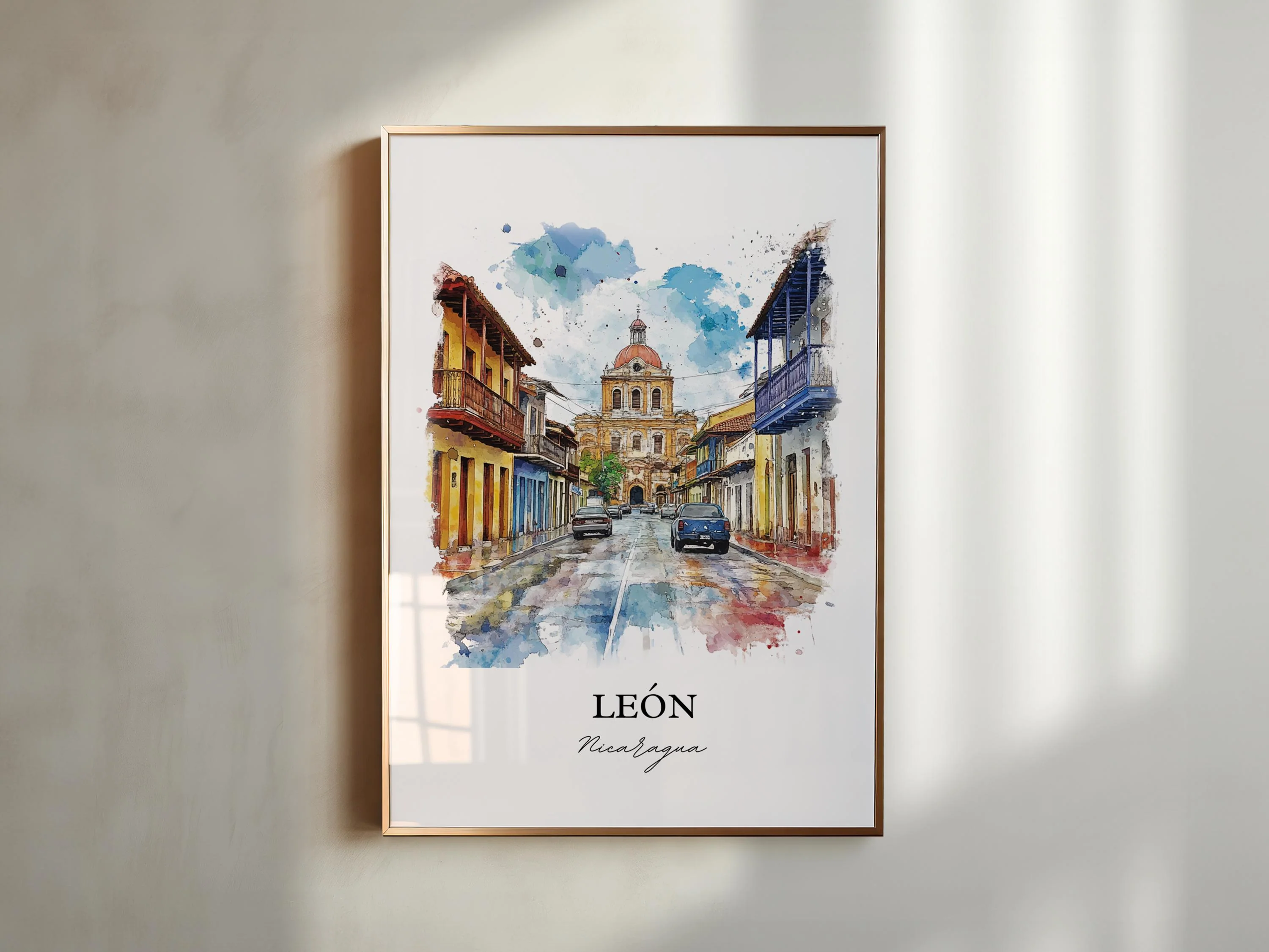 León, Nicaragua – Watercolor Art Print - Image 3