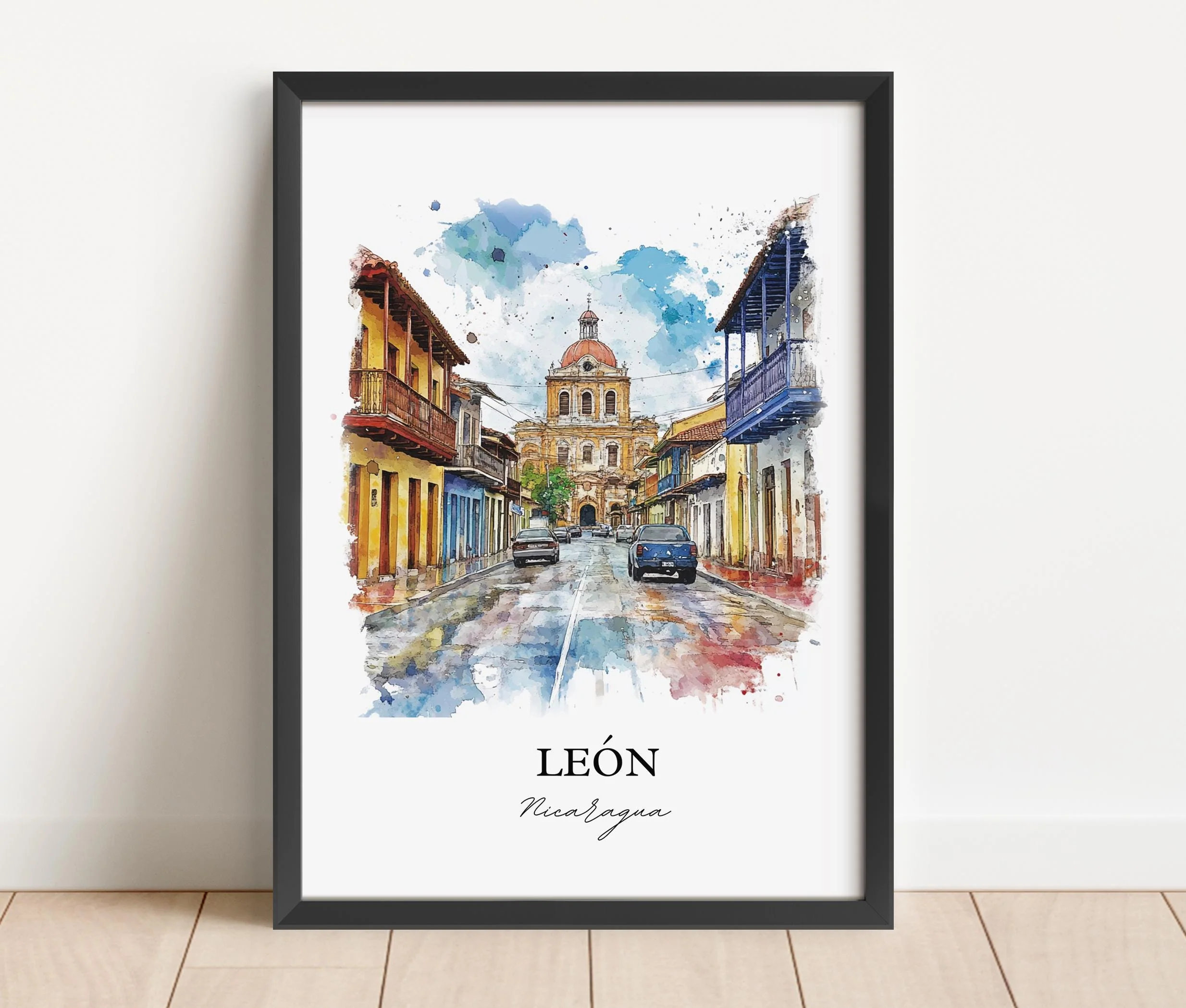 León, Nicaragua – Watercolor Art Print - Image 6