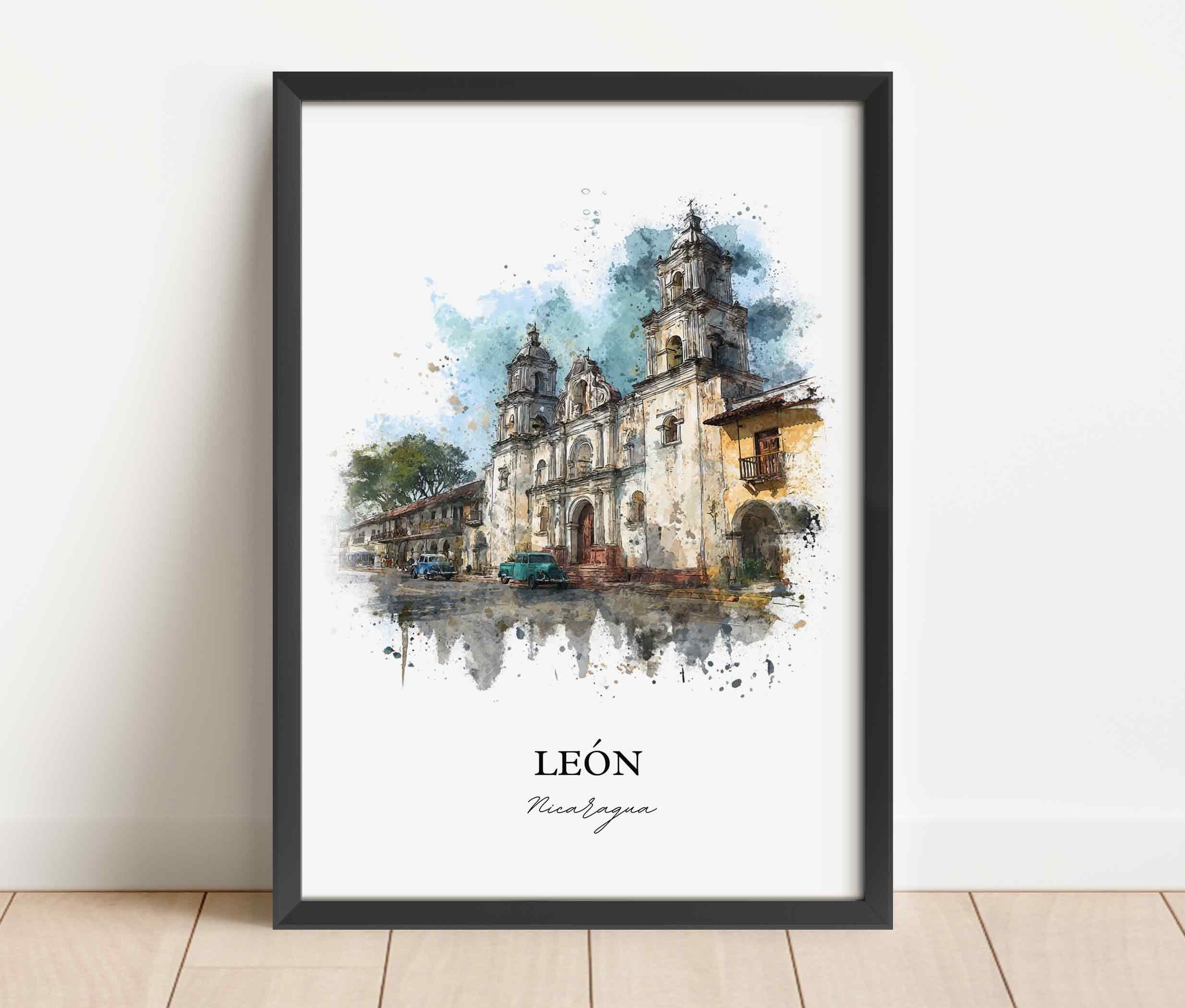León, Nicaragua – Watercolor Art Print - Image 7