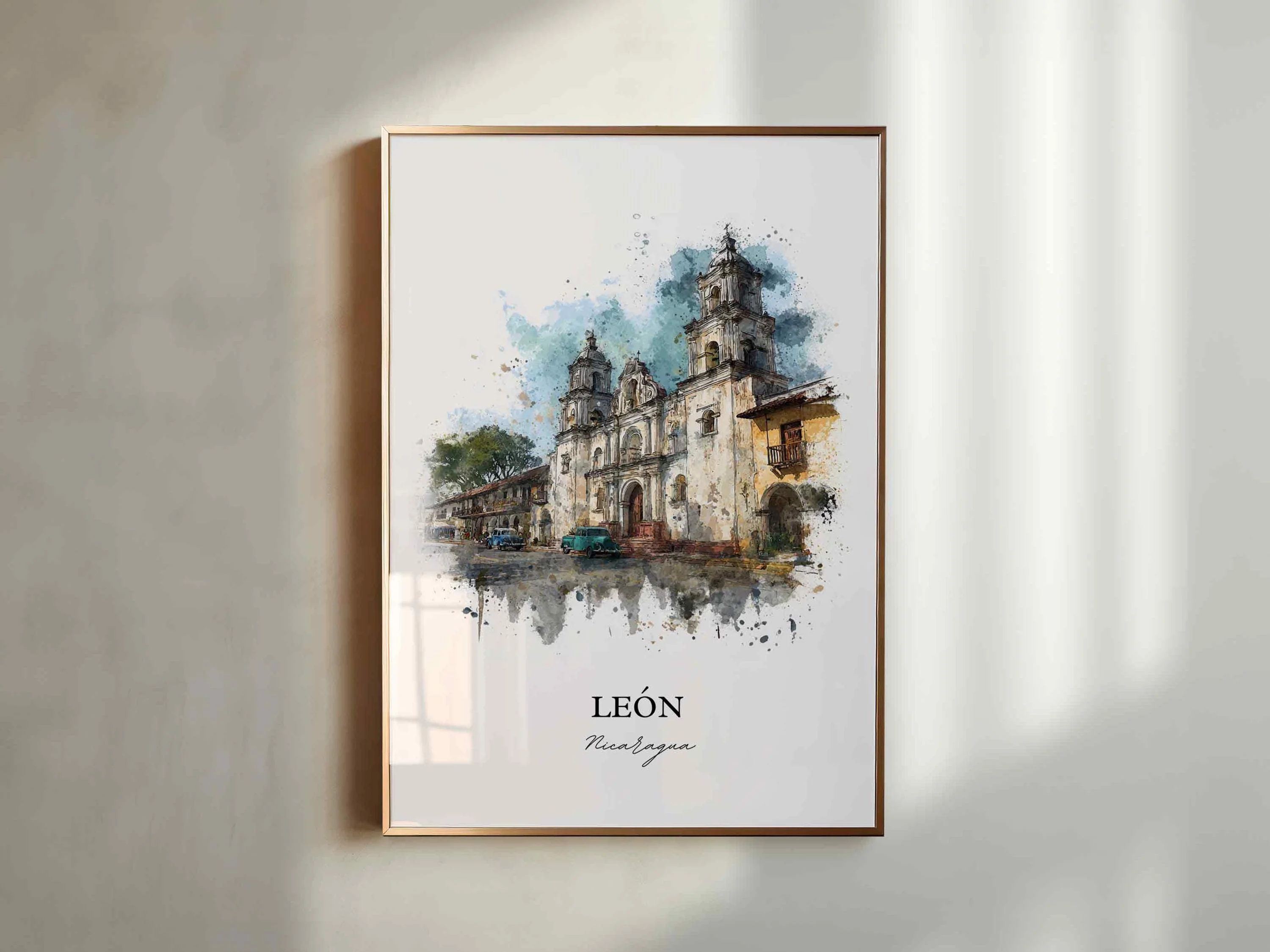 León, Nicaragua – Watercolor Art Print - Image 8
