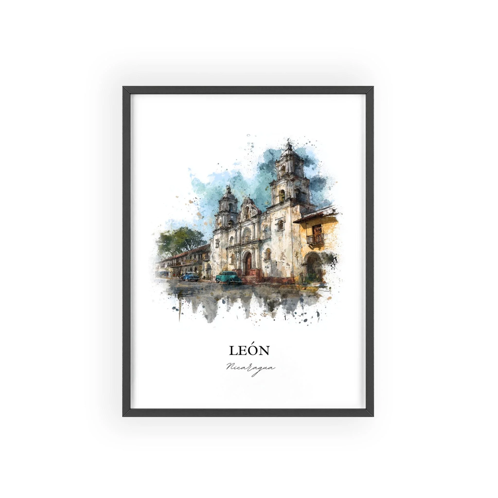 León, Nicaragua – Watercolor Art Print - Image 9