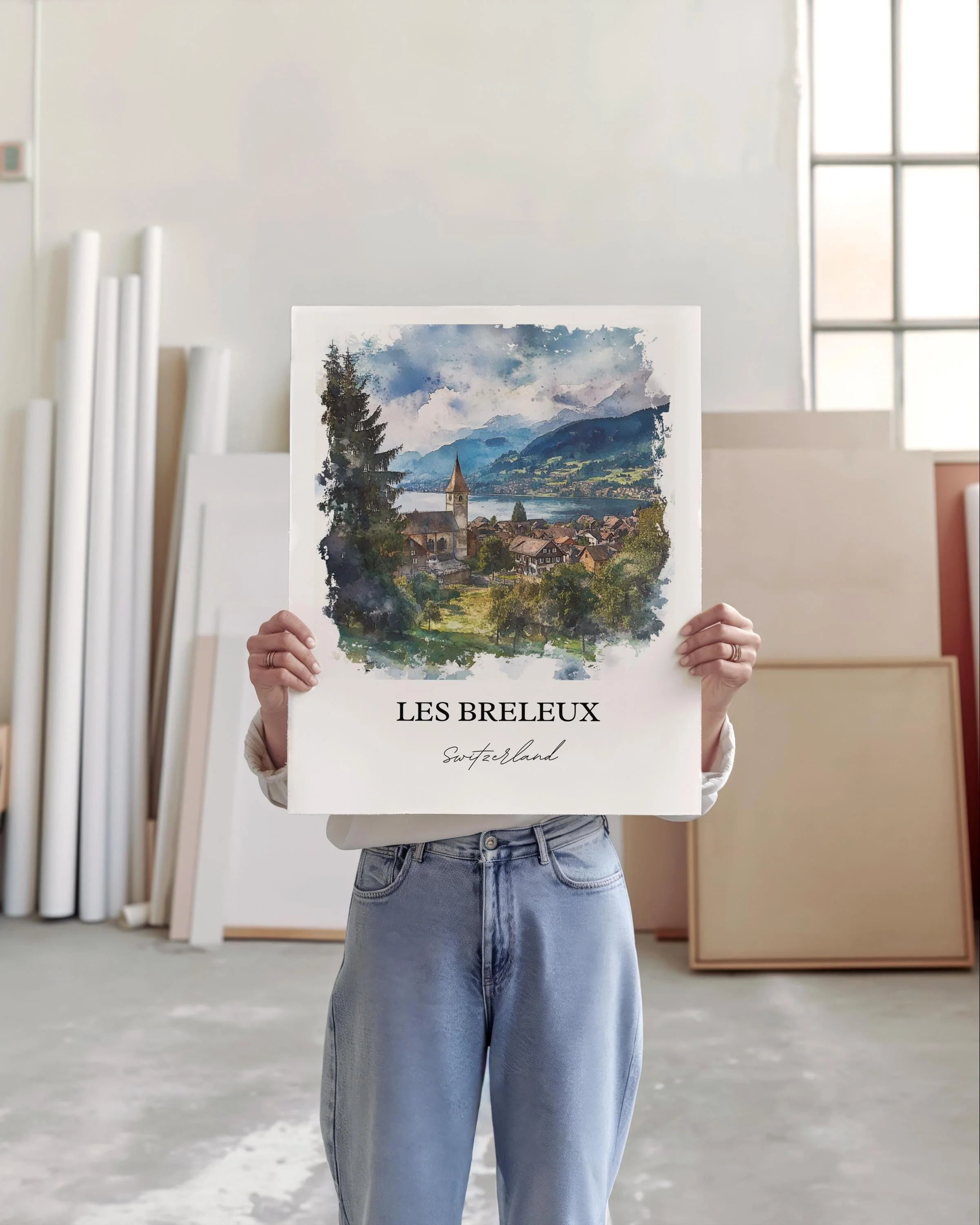 Les Breuleux, Switzerland – Watercolor Art Print - Image 6