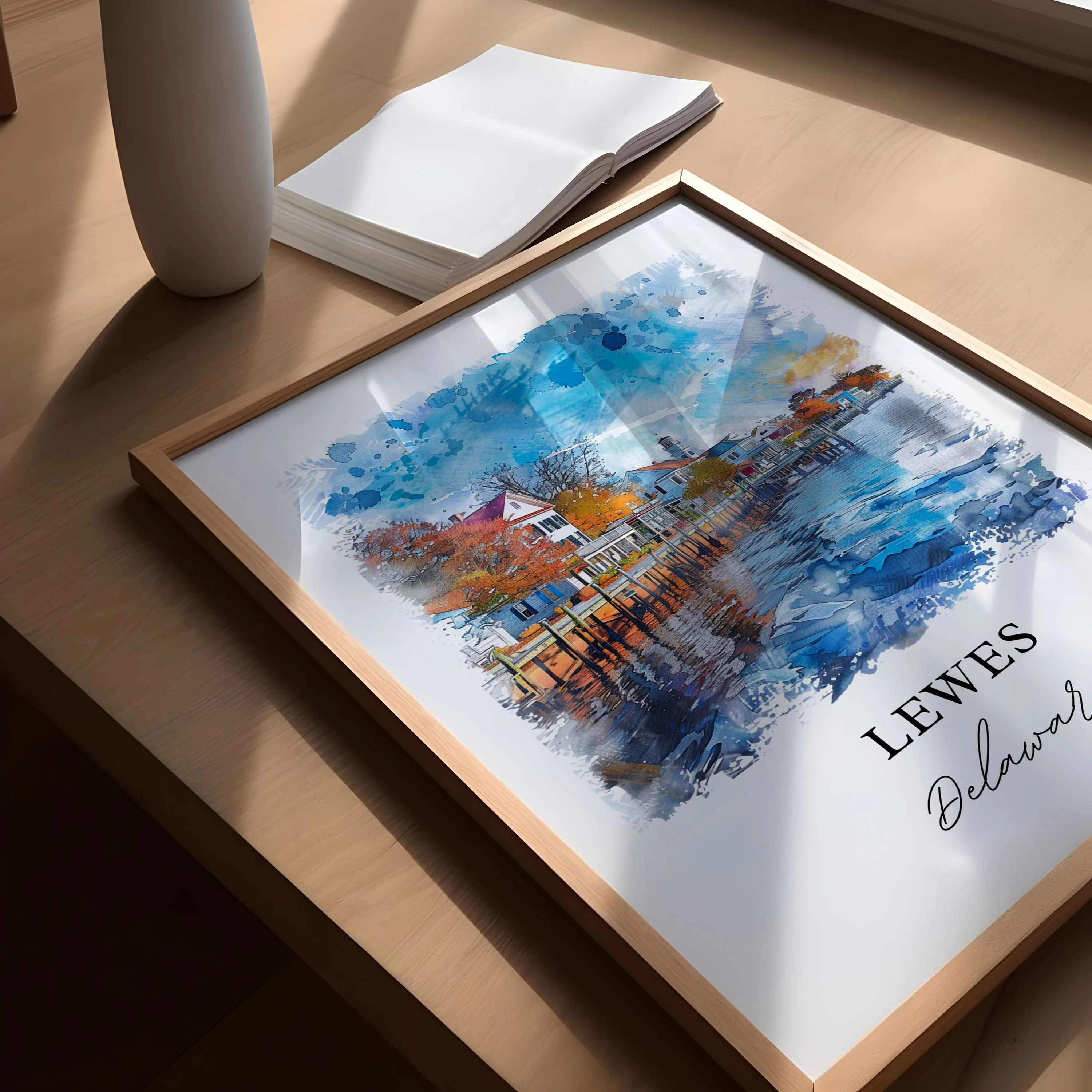 Lewes, Delaware, Delaware – Watercolor Art Print - Image 2