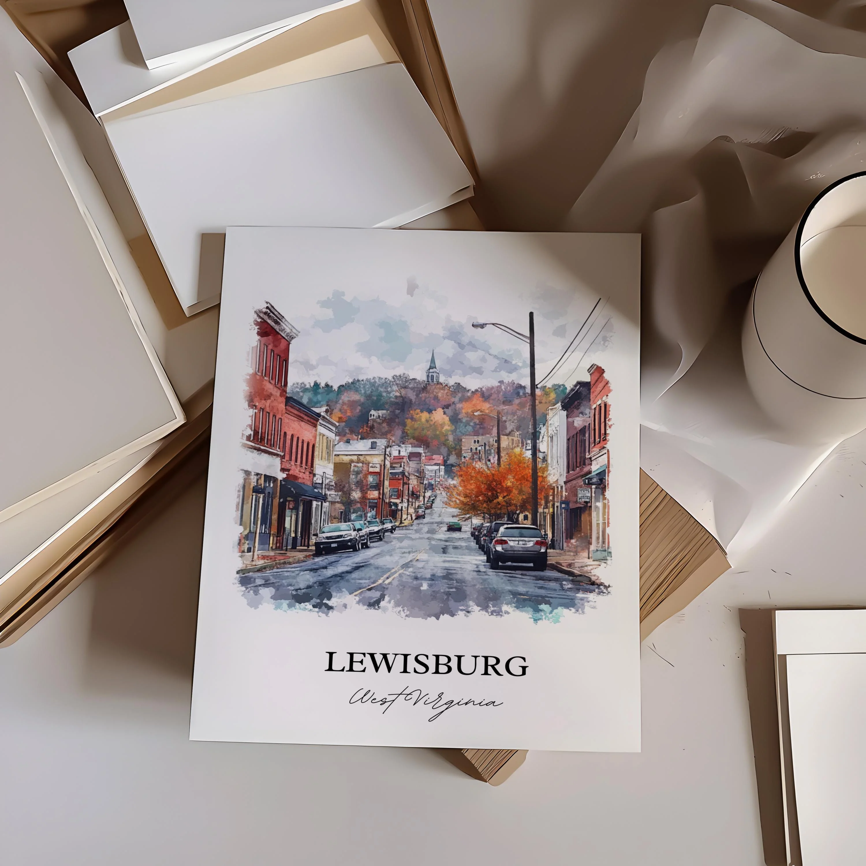 Lewisburg, West Virginia, USA – Watercolor Art Print - Image 6