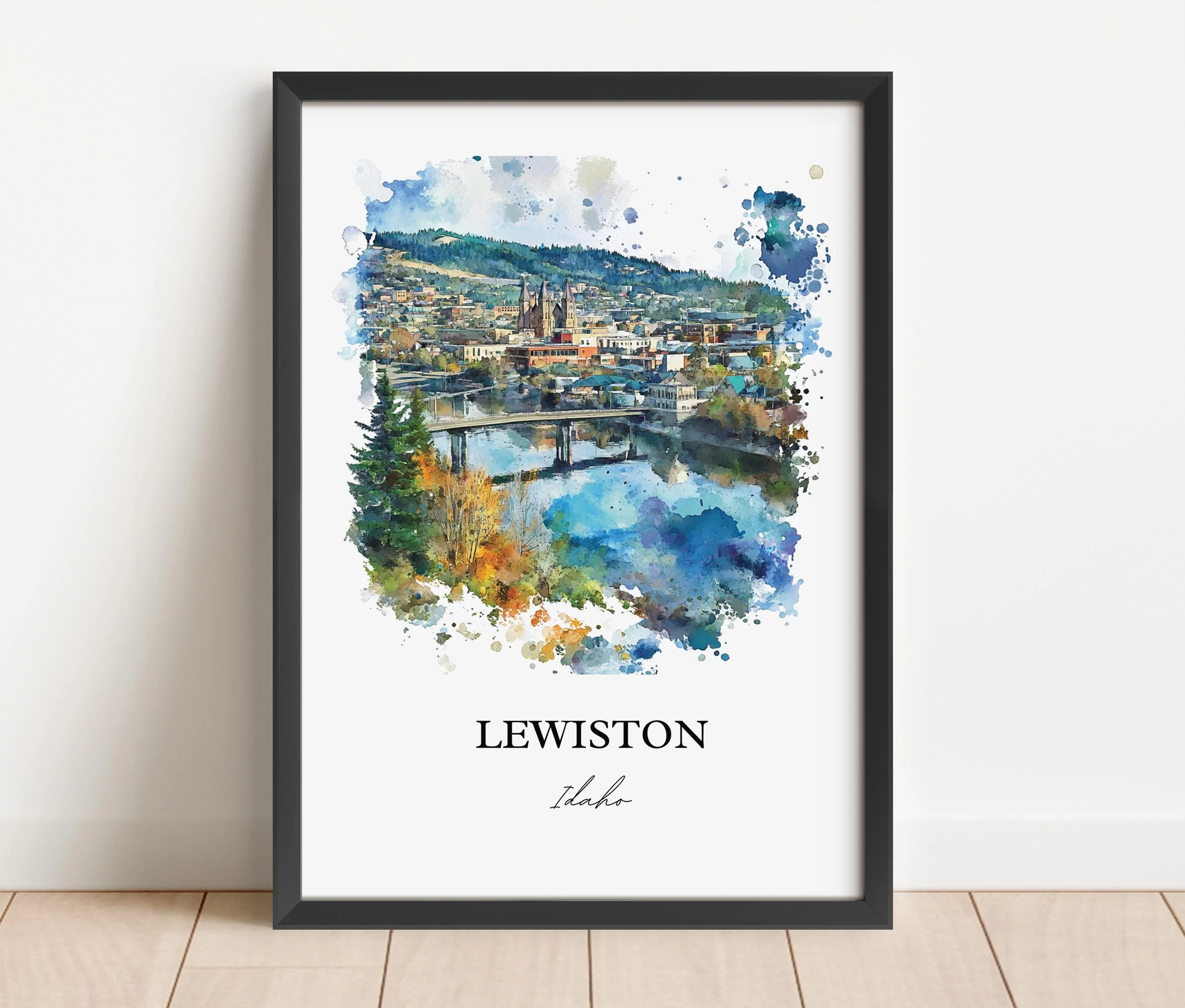 Lewiston, Idaho, Idaho – Watercolor Art Print