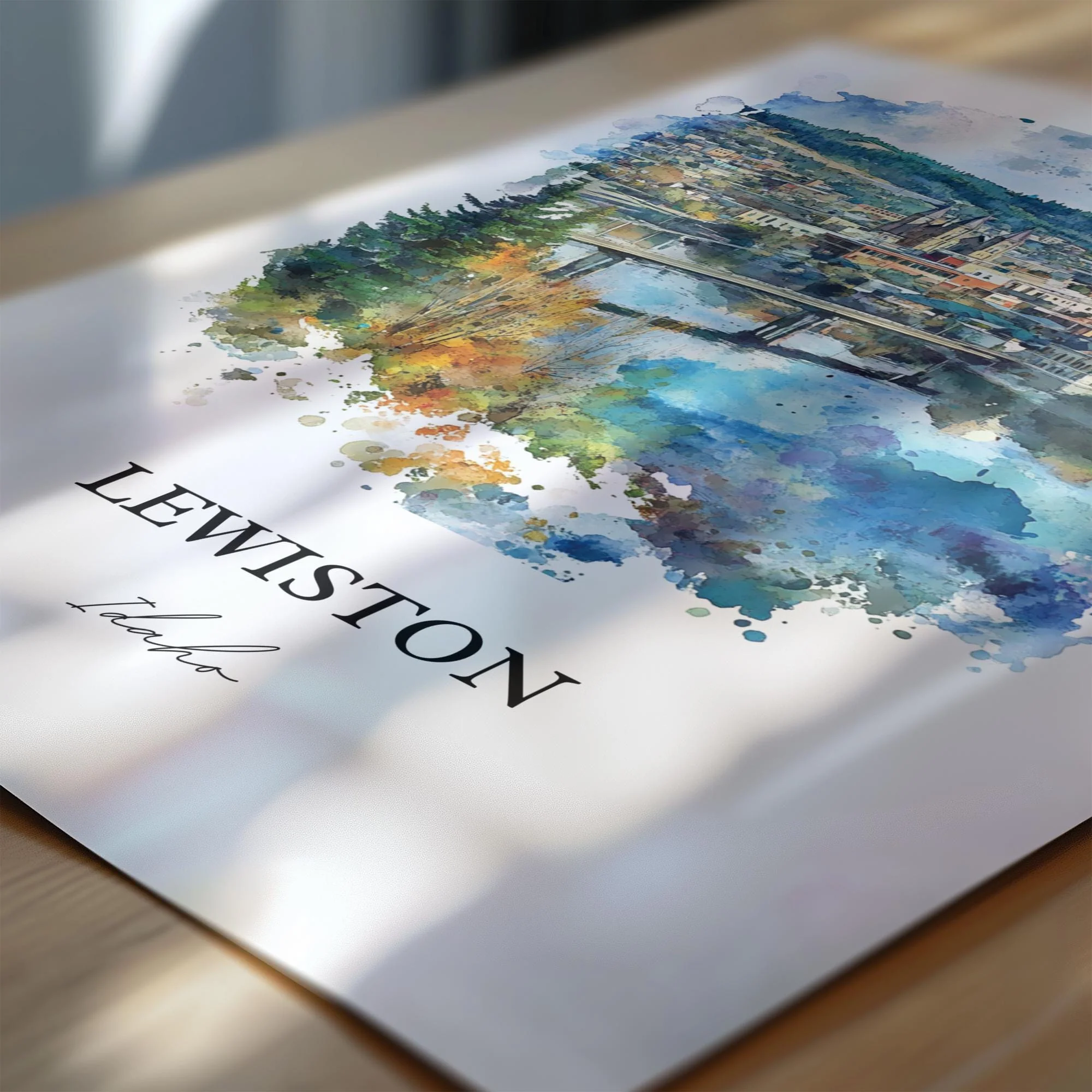 Lewiston, Idaho, Idaho – Watercolor Art Print - Image 2