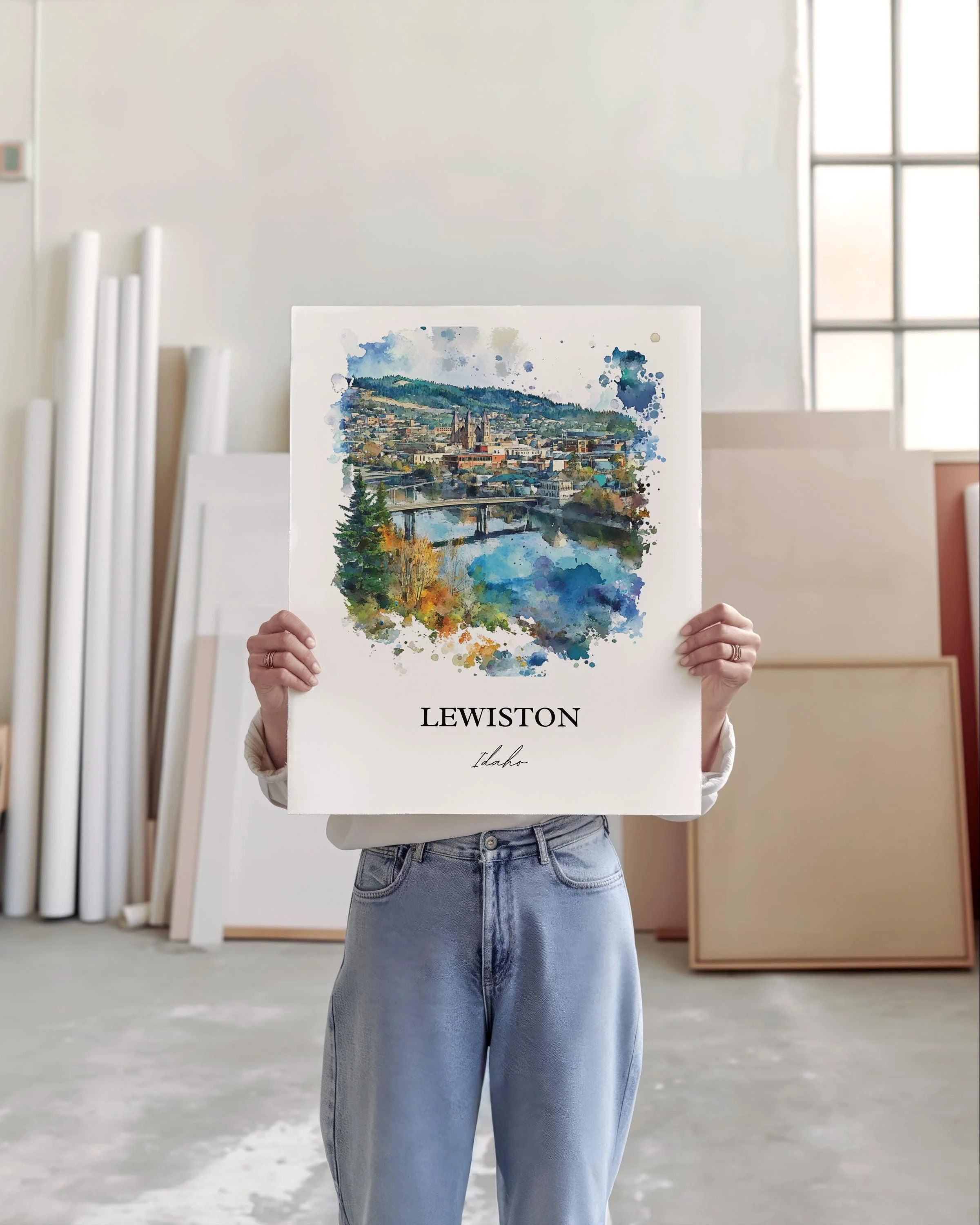Lewiston, Idaho, Idaho – Watercolor Art Print - Image 4