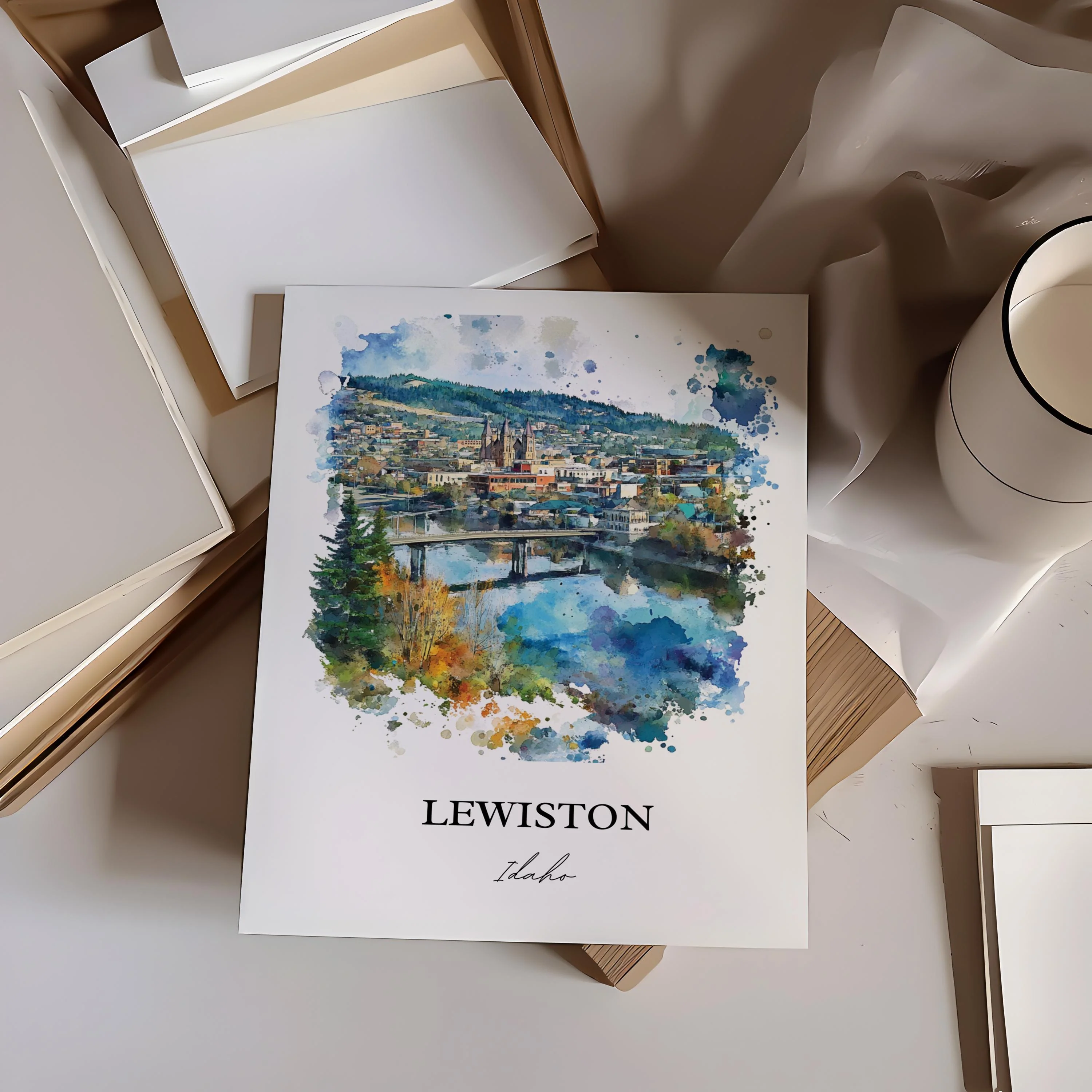 Lewiston, Idaho, Idaho – Watercolor Art Print - Image 6