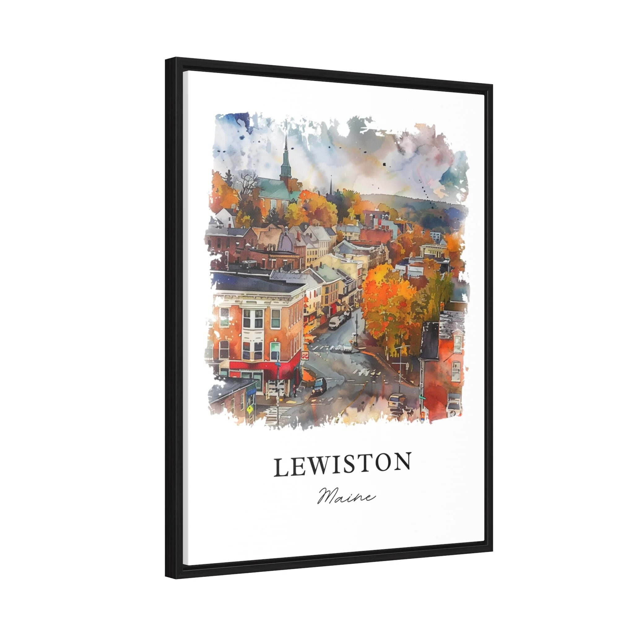Lewiston, Maine, USA – Watercolor Art Print - Image 6