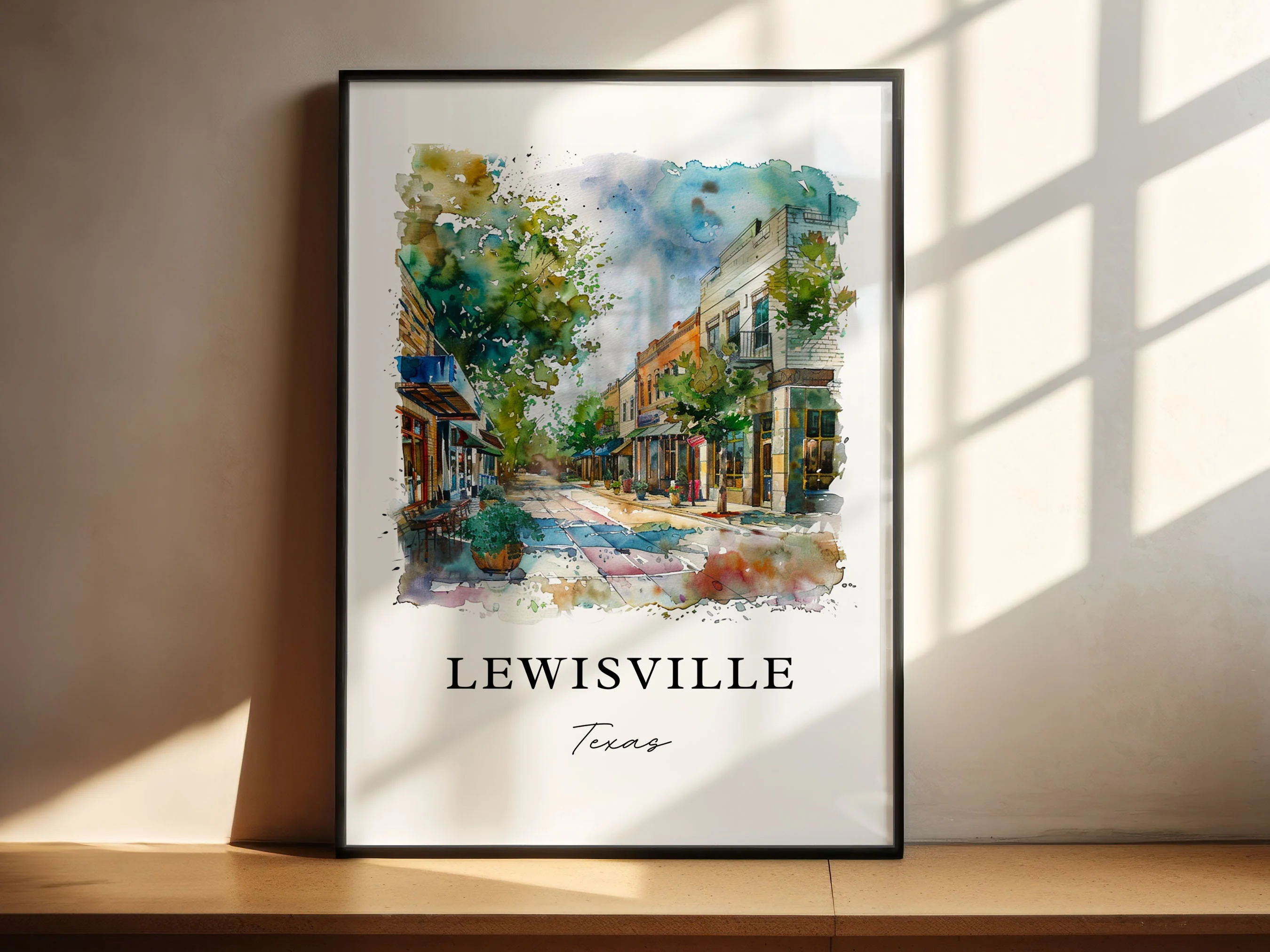 Lewisville, TX, Texas – Watercolor Art Print - Image 4