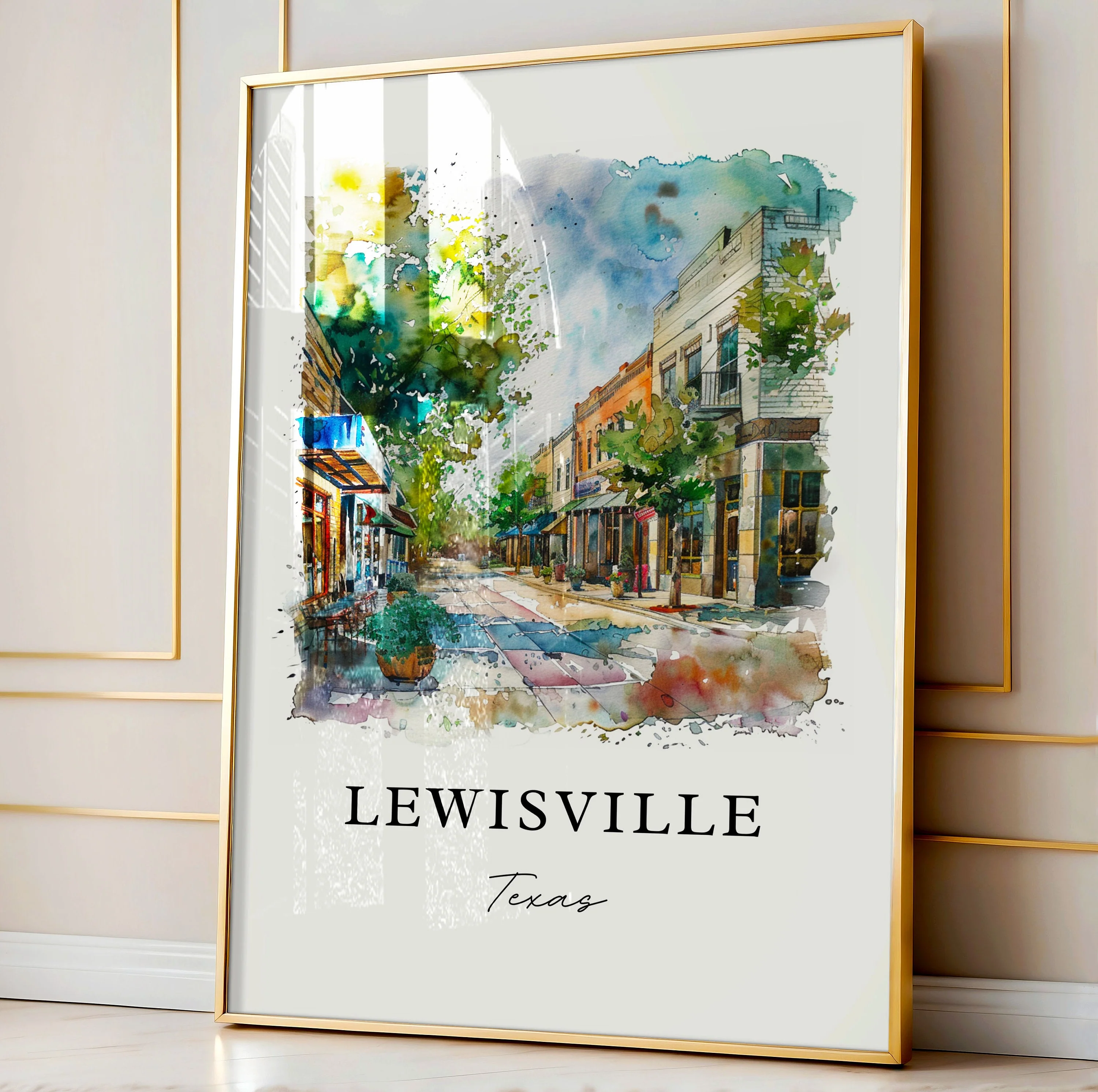 Lewisville, TX, Texas – Watercolor Art Print - Image 5