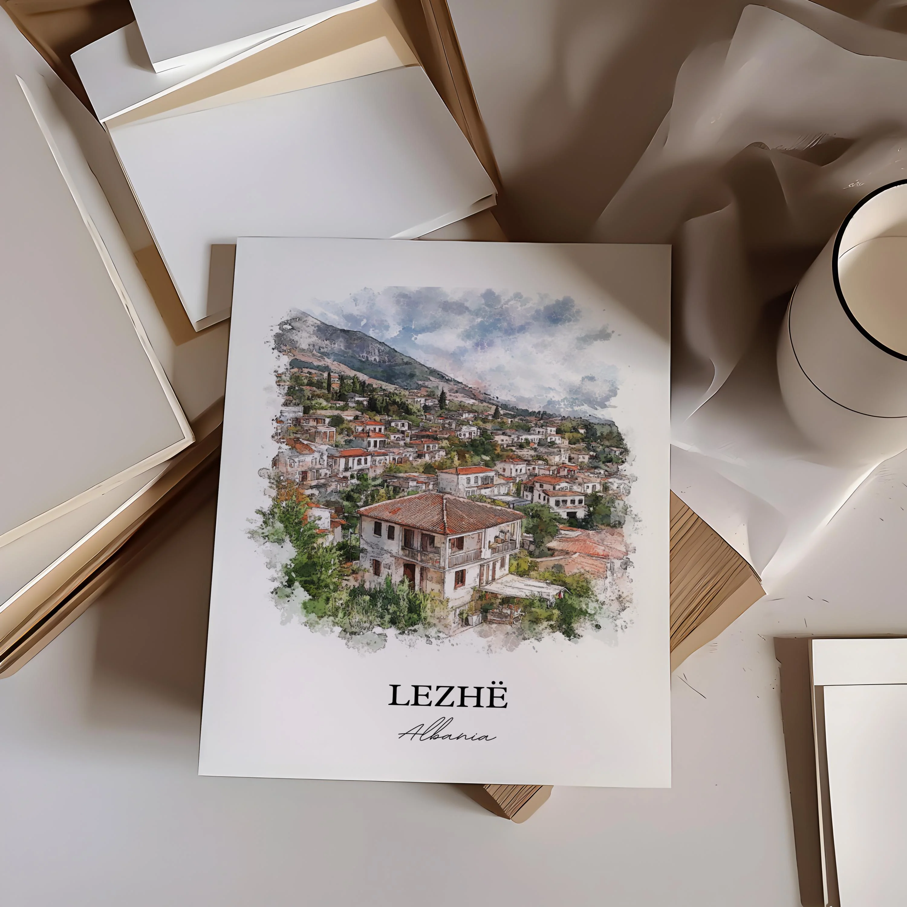 Lezhë, Albania – Watercolor Art Print - Image 3